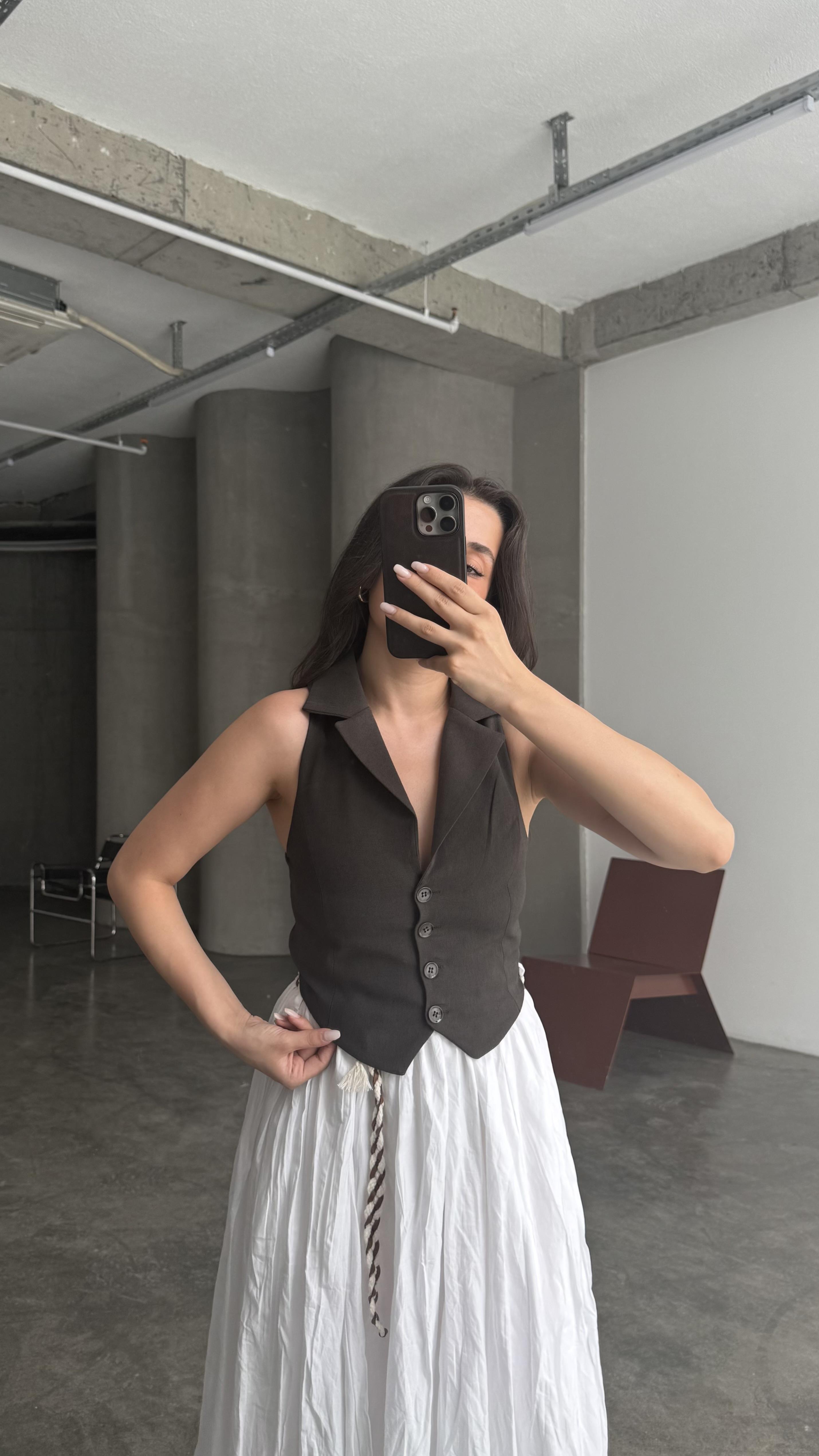 FOW Antrasit Arkadan Bağlamalı Yelek