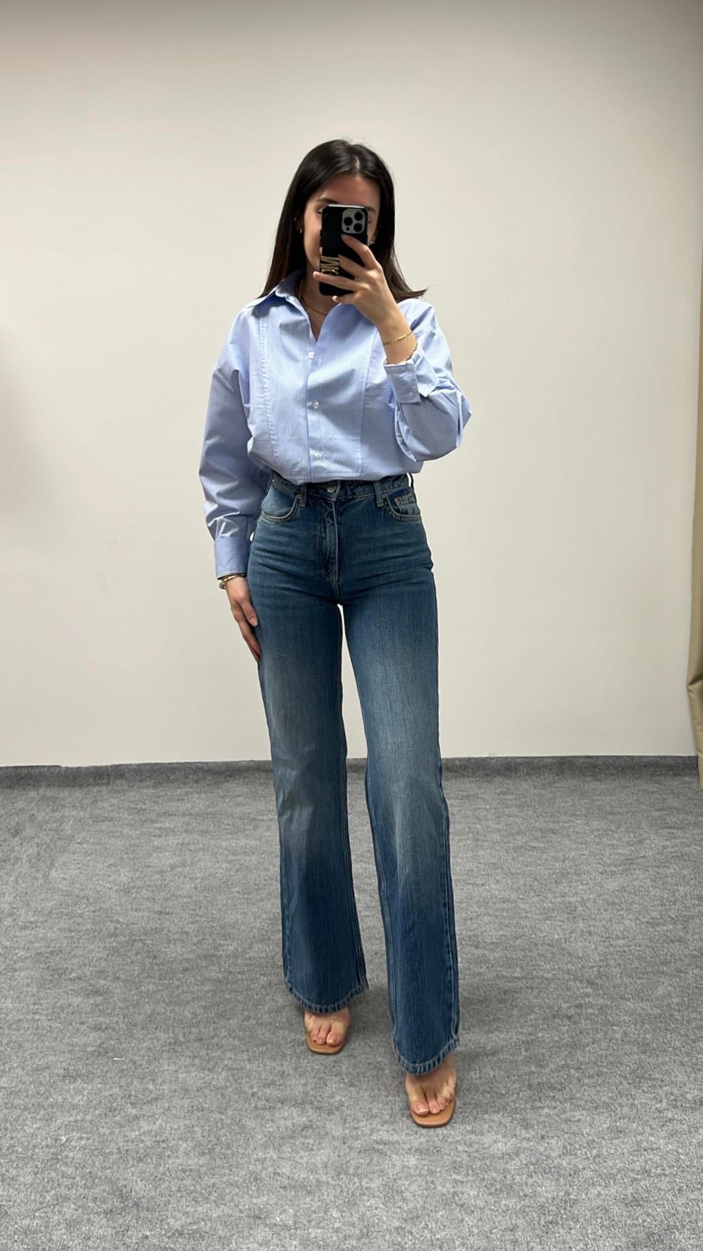 GİNA KOYU MAVİ FLARE JEAN