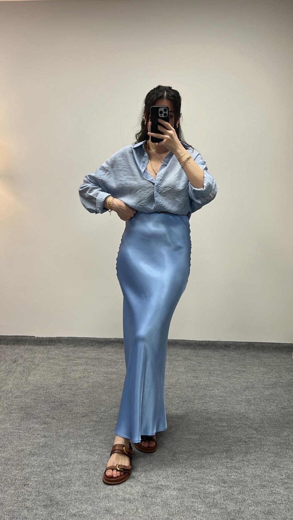 GO BEBE MAVİ SATEN ETEK