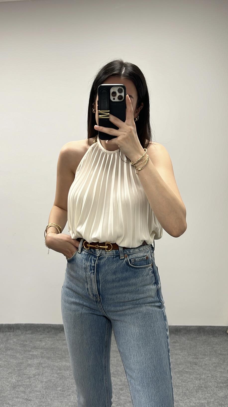 Go Halter Yaka Pilili Bluz