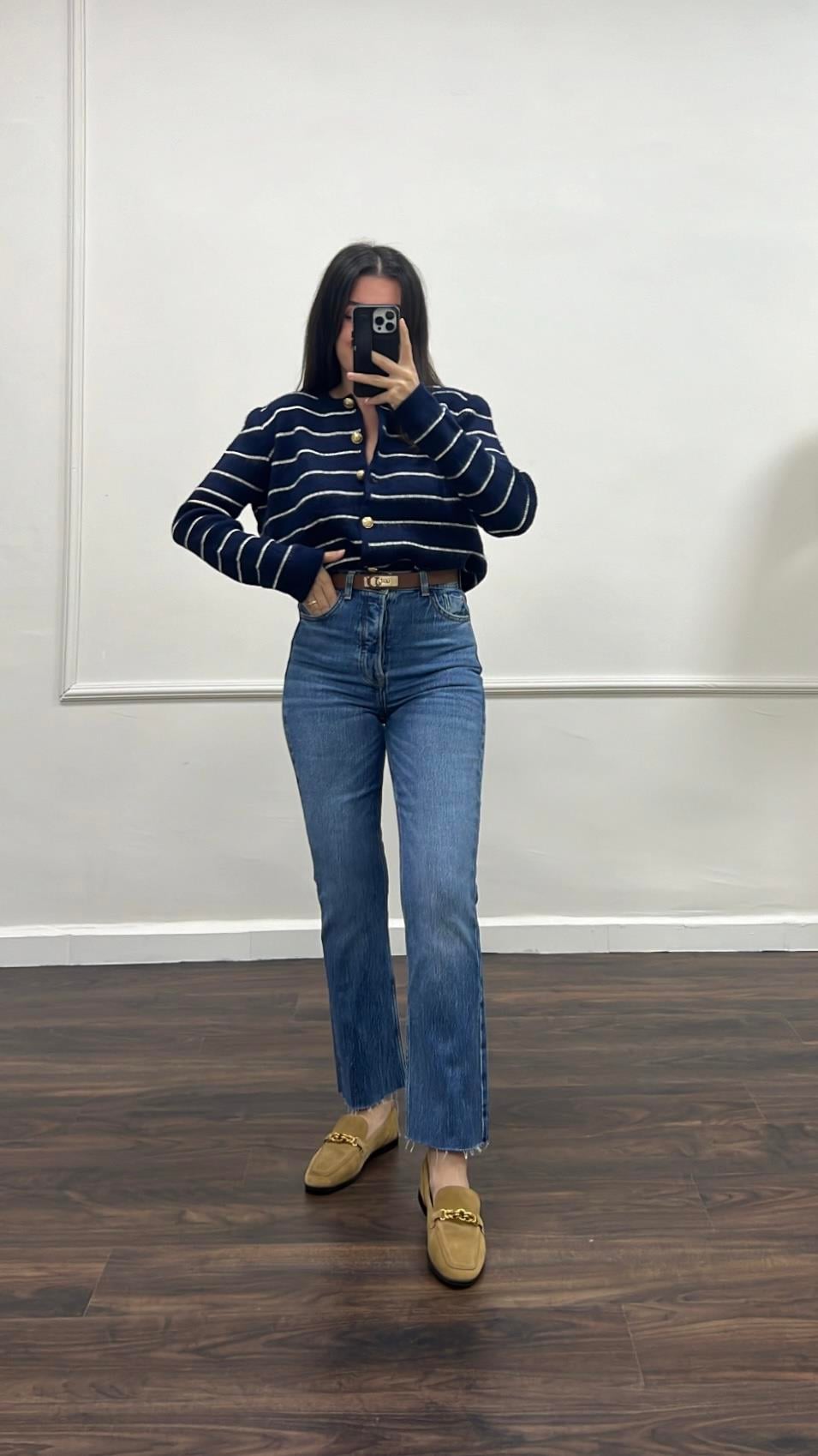 Go Koyu Mavi Lazer Kesim Straight Fıt Jean 