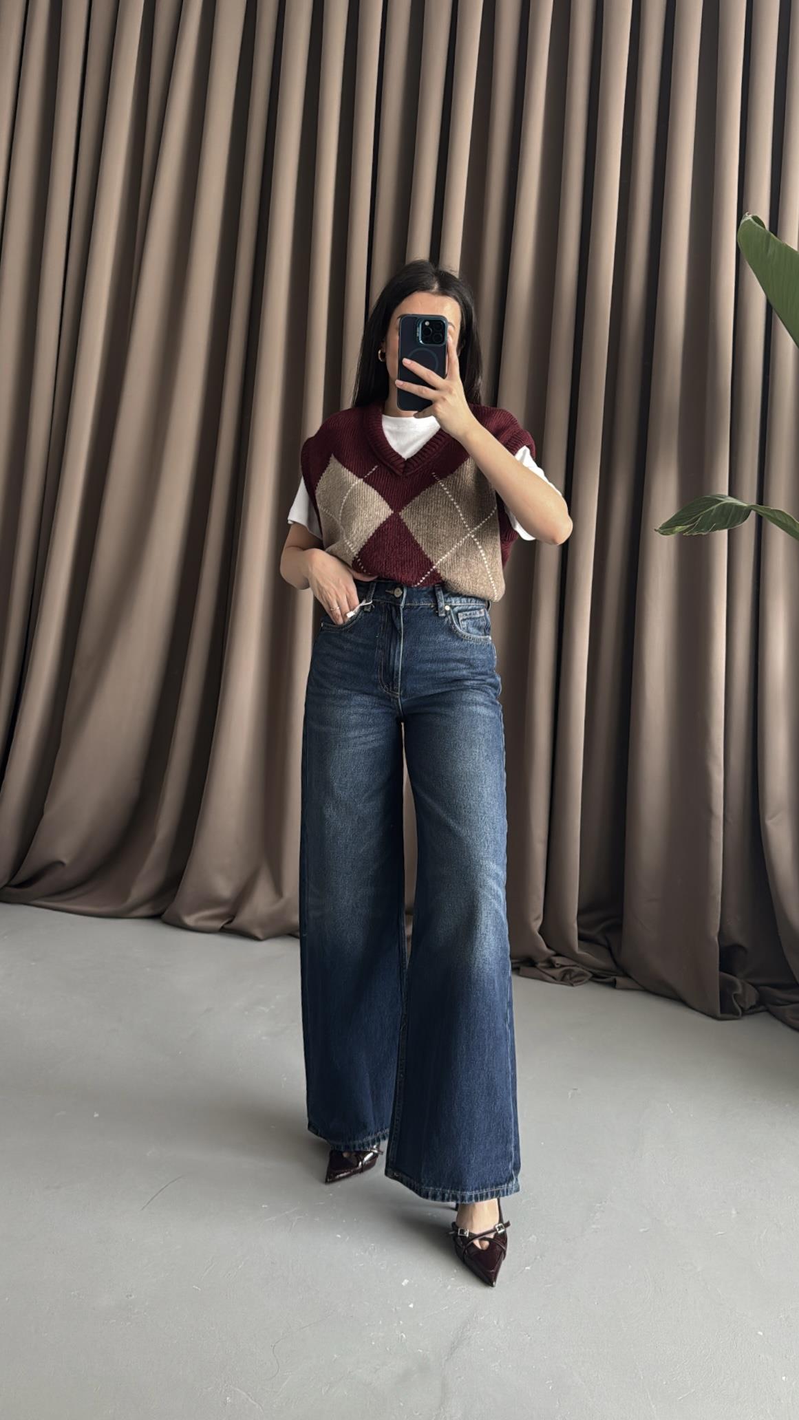 Go Koyu Mavi Wide Leg Jean
