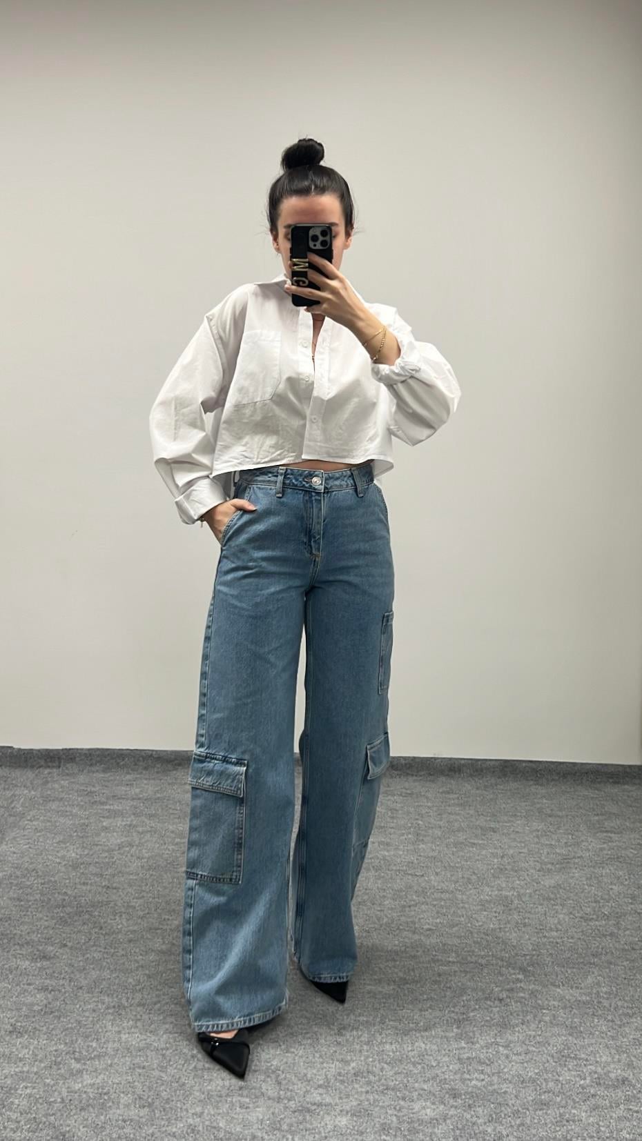 GO MAVİ KARGO JEAN PANTOLON