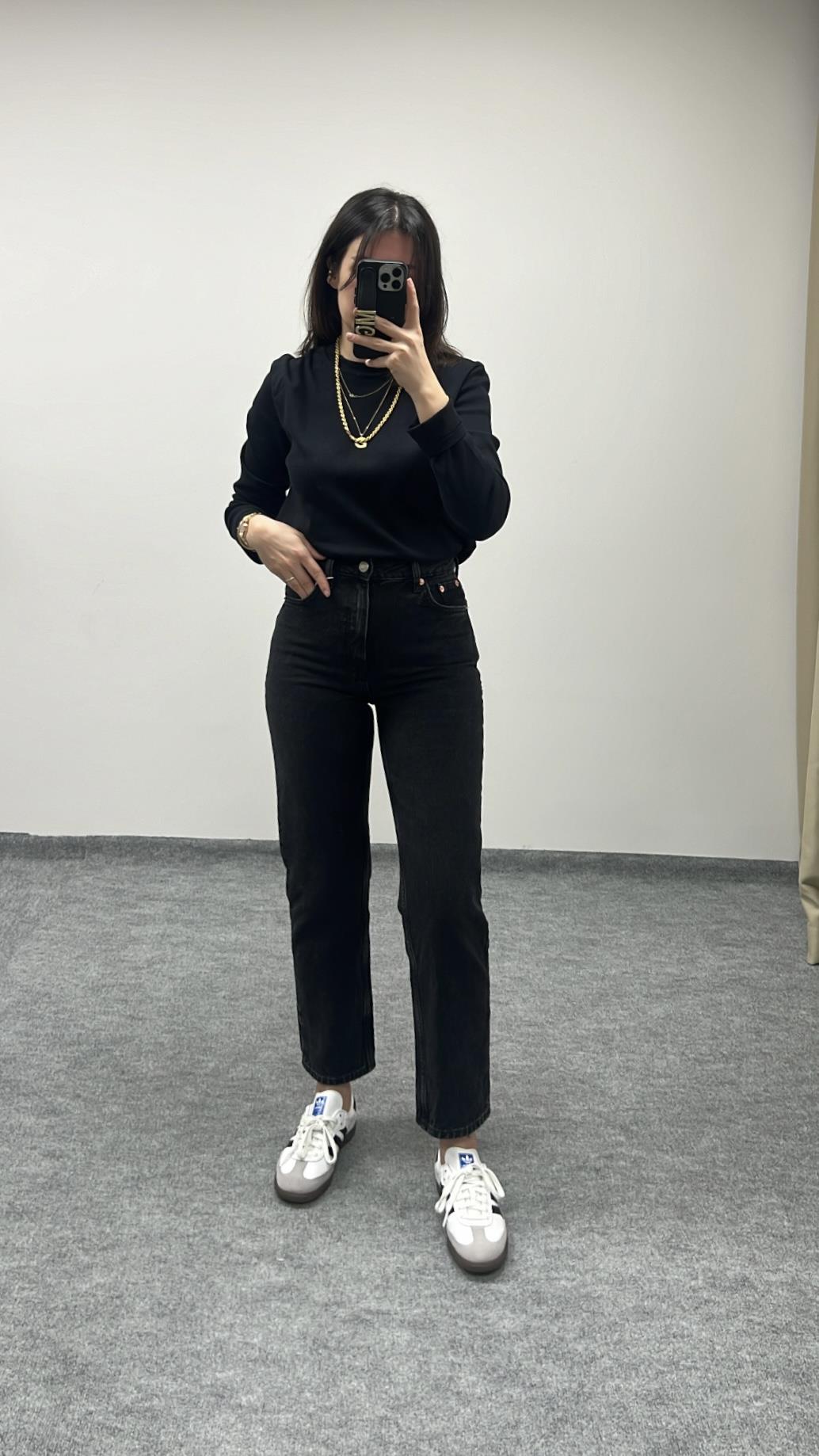 GO SİYAH YÜKSEK BEL MOM FIT JEAN