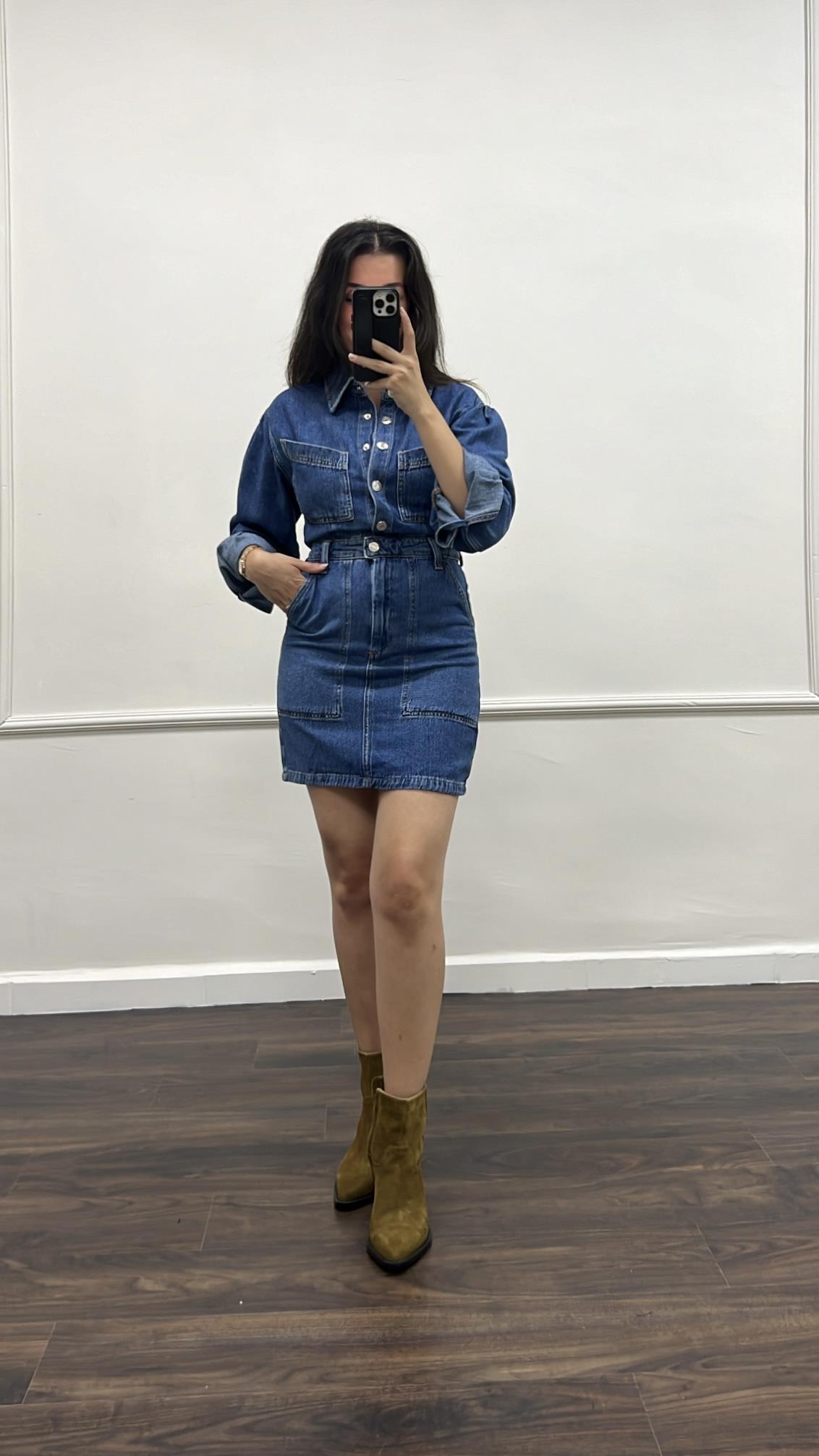 Go Vintage Mavi Denim Elbise