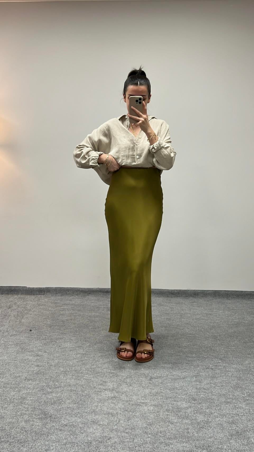 GO YAĞ YEŞİLİ SATEN ETEK