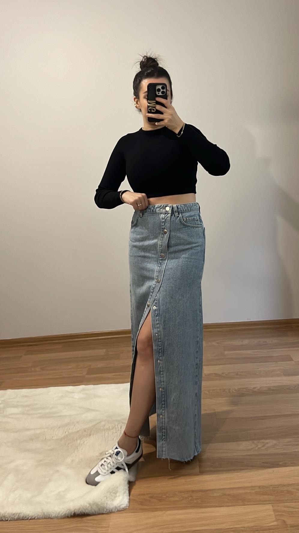 GO/M ÇITÇITLI DENİM ETEK 