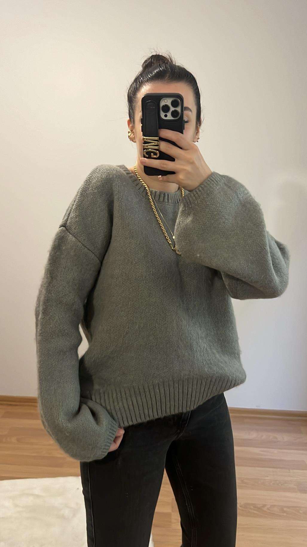 GRİ BALON KOL KAZAK