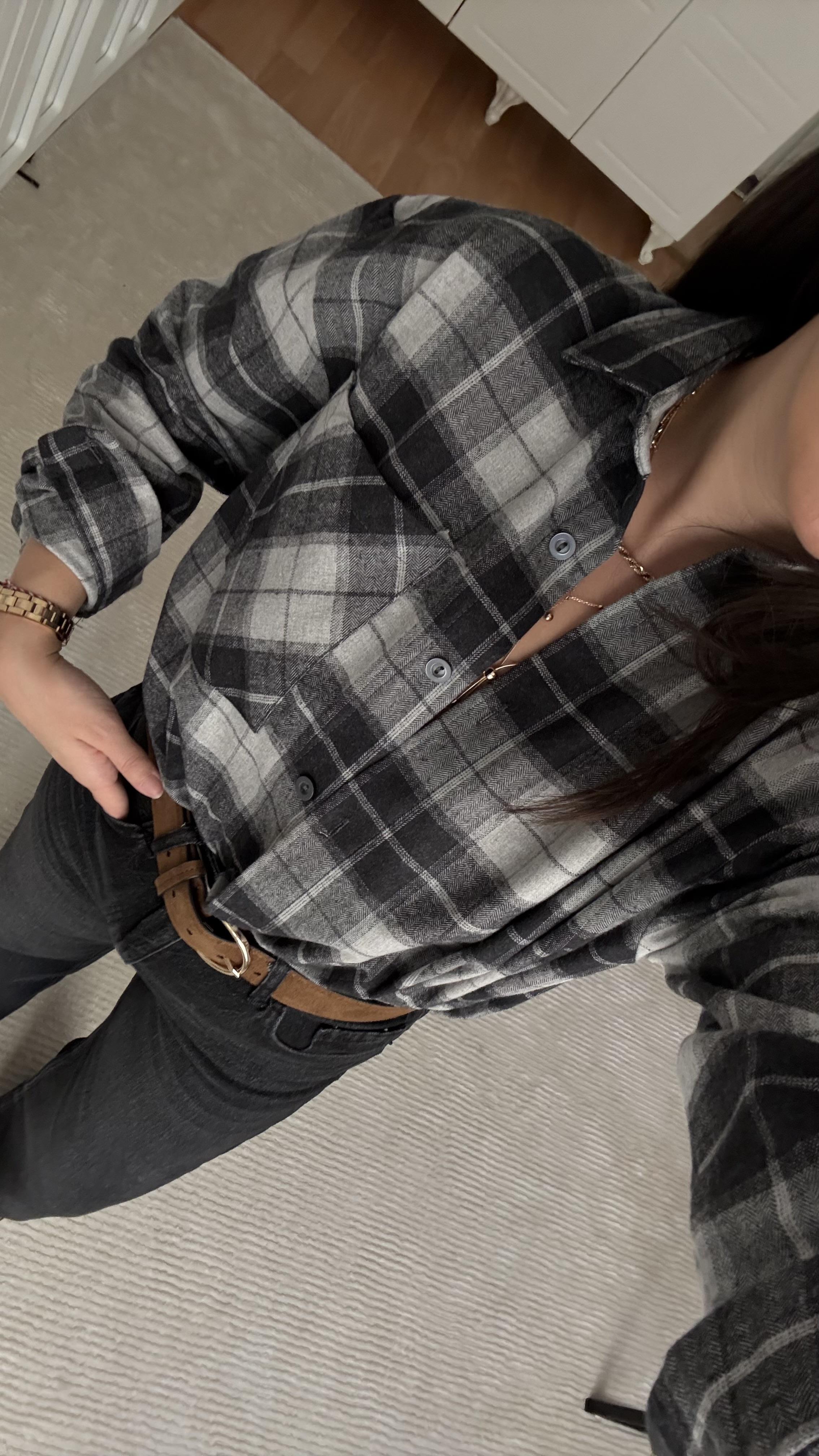 Gri Ekose Desenli Oduncu Gömlek