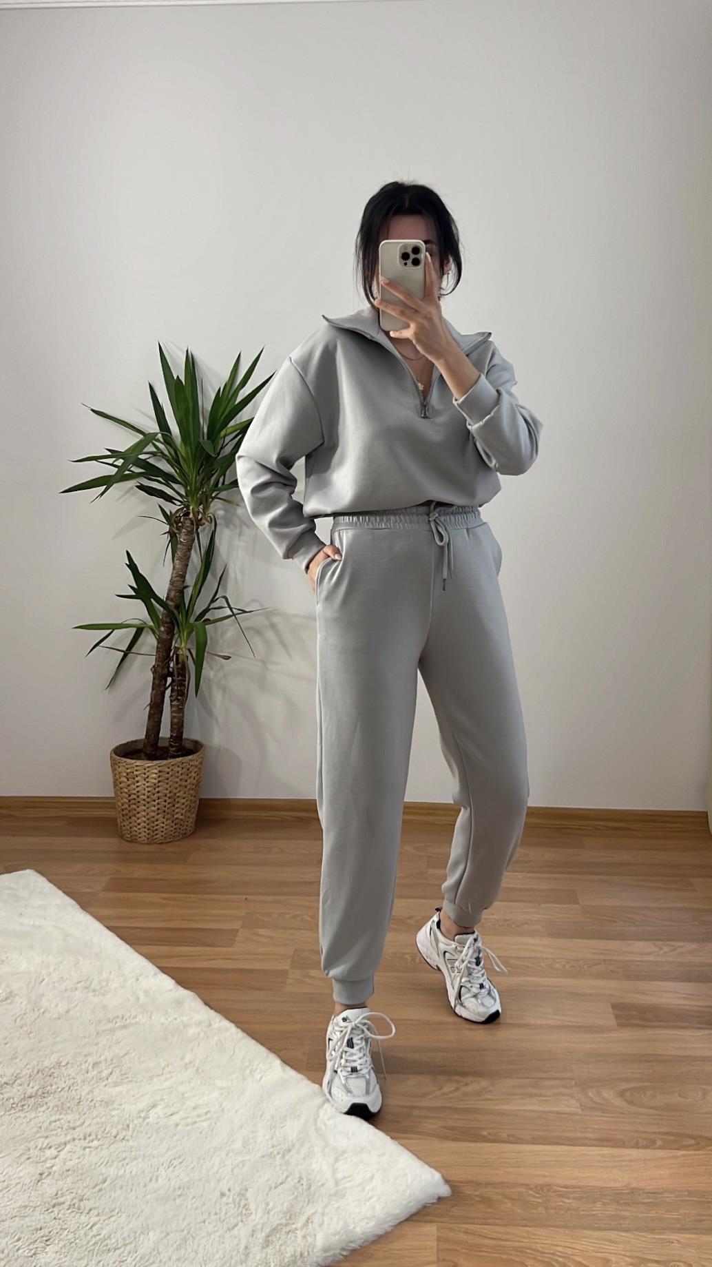 GRİ OYSH YUMUŞAK DOKULU MODAL JOGGER EŞOFMAN TAKIMI