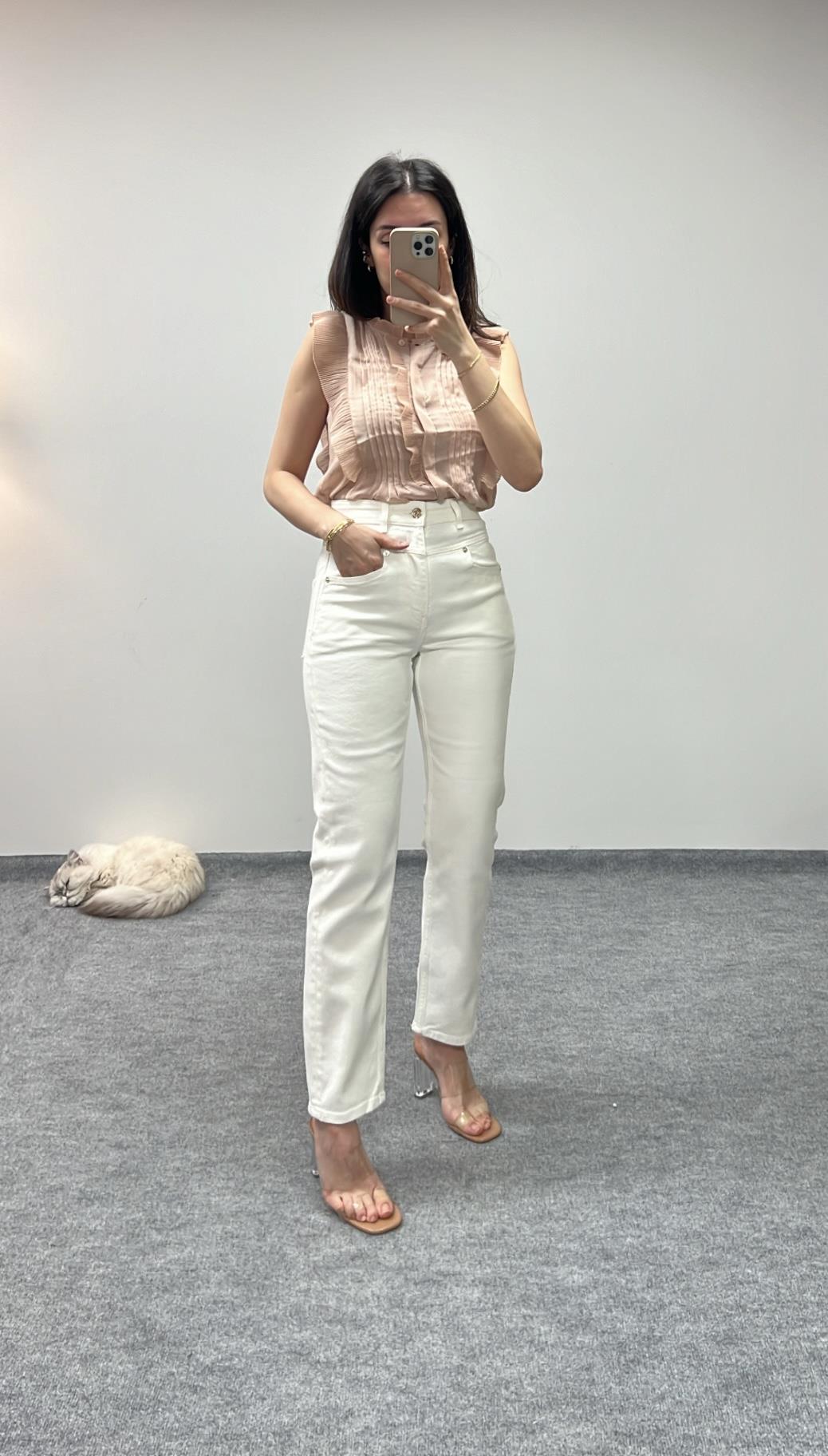 HERO BEYAZ YÜKSEK BEL STRAIGHT FIT JEAN