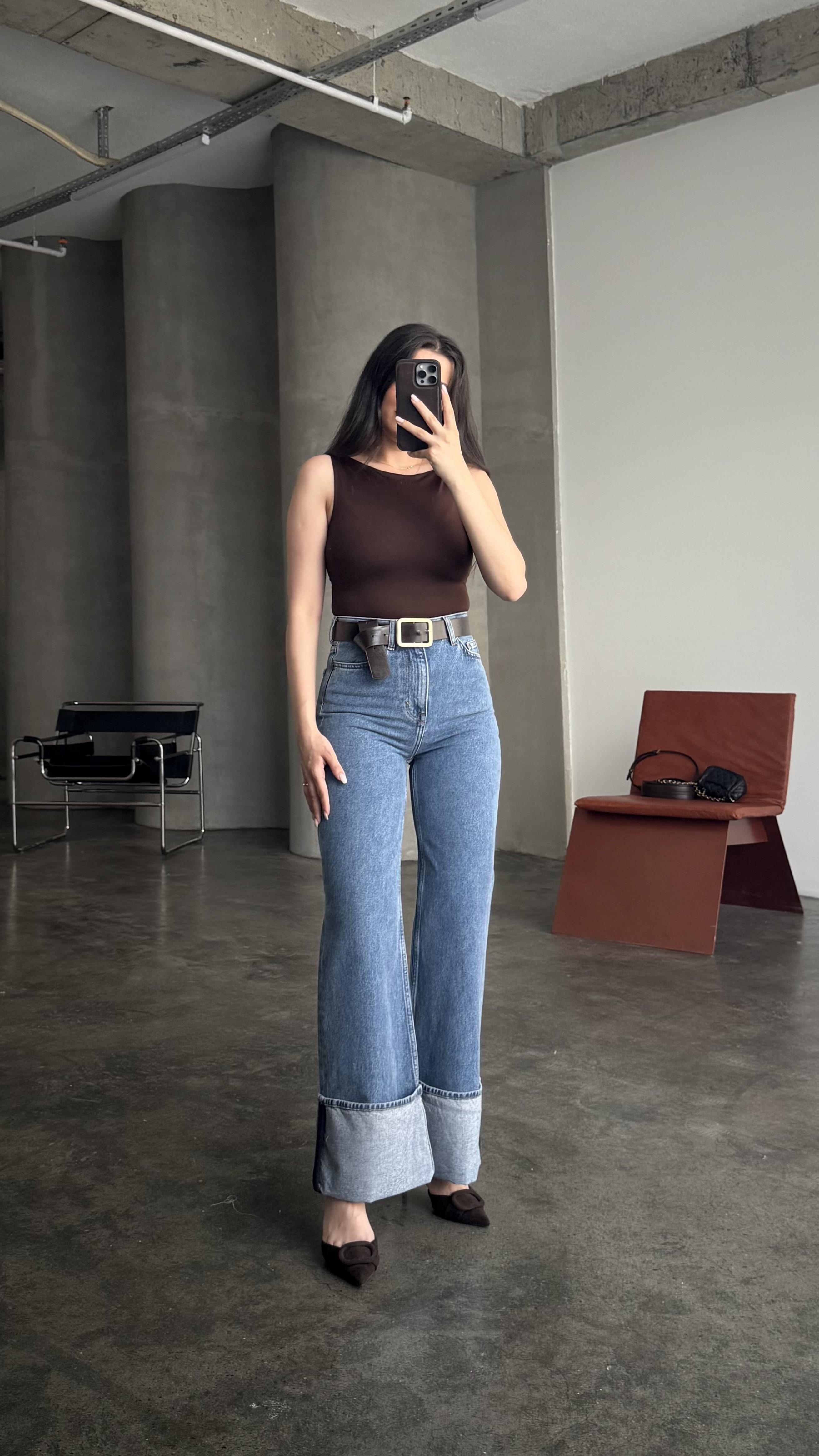 Hm's Mavi Paça Detaylı Wide Leg Jean