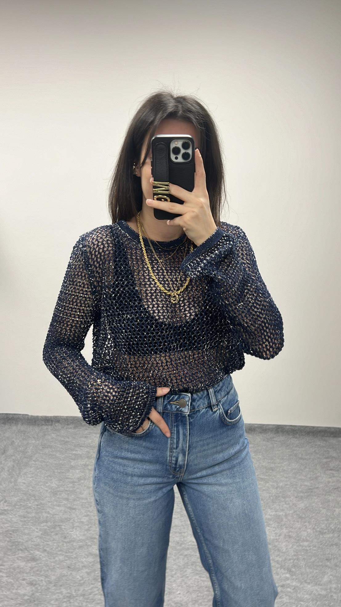 INDIGO AJURLU SİMLİ TRİKO