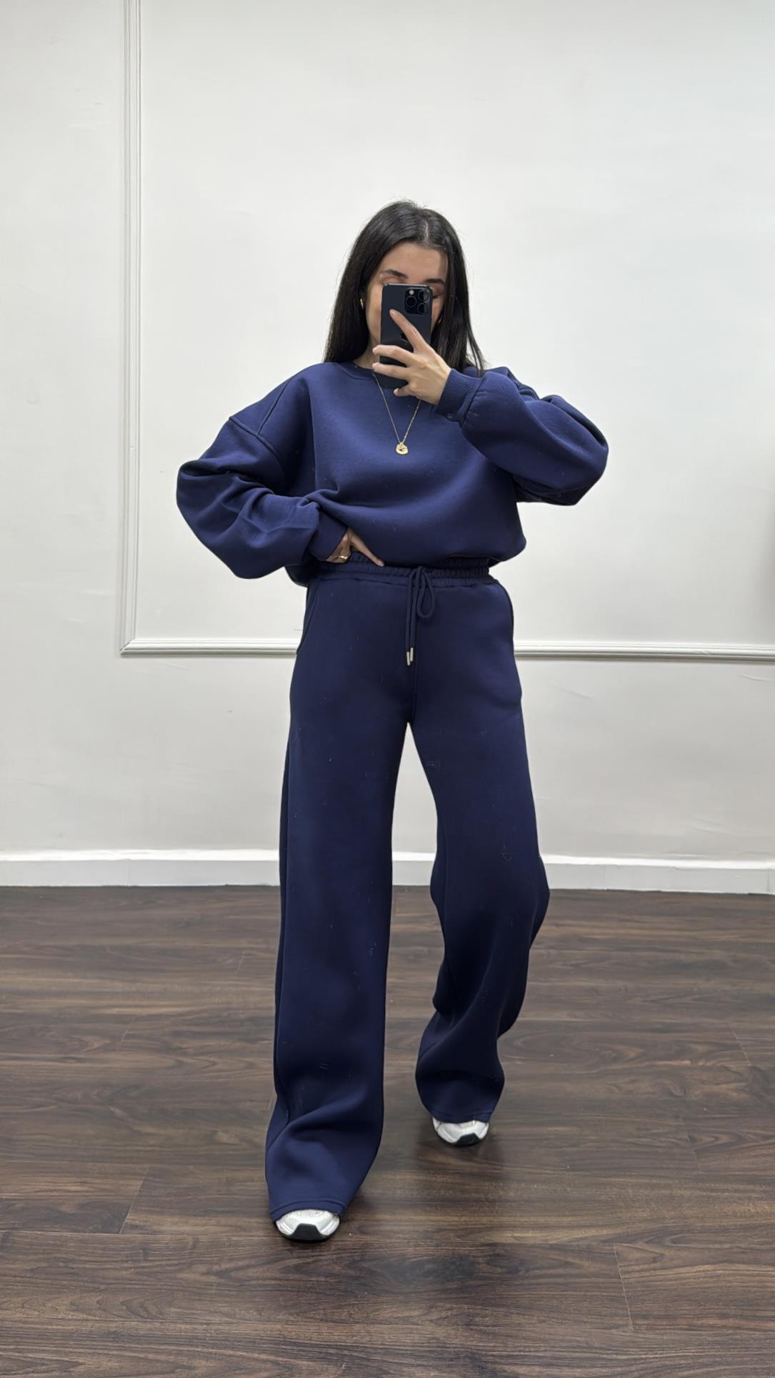 İndigo Pamuklu Sweatshirt ve Pantolon Takım