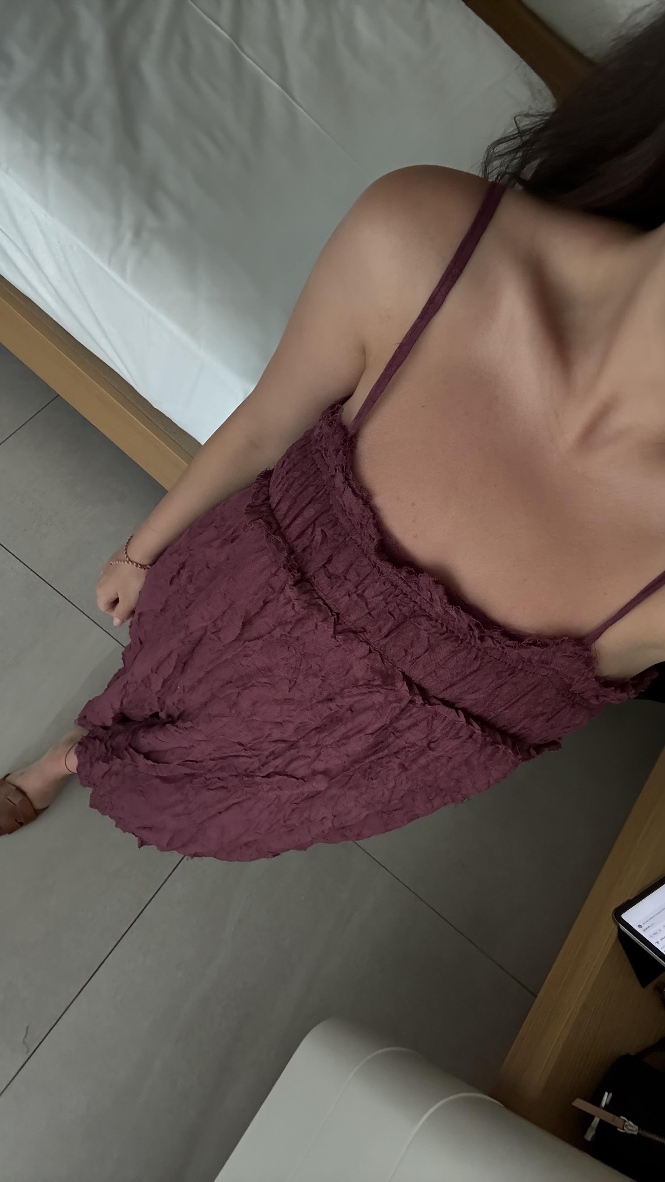 İp Askılı Astarlı Bordo Elbise