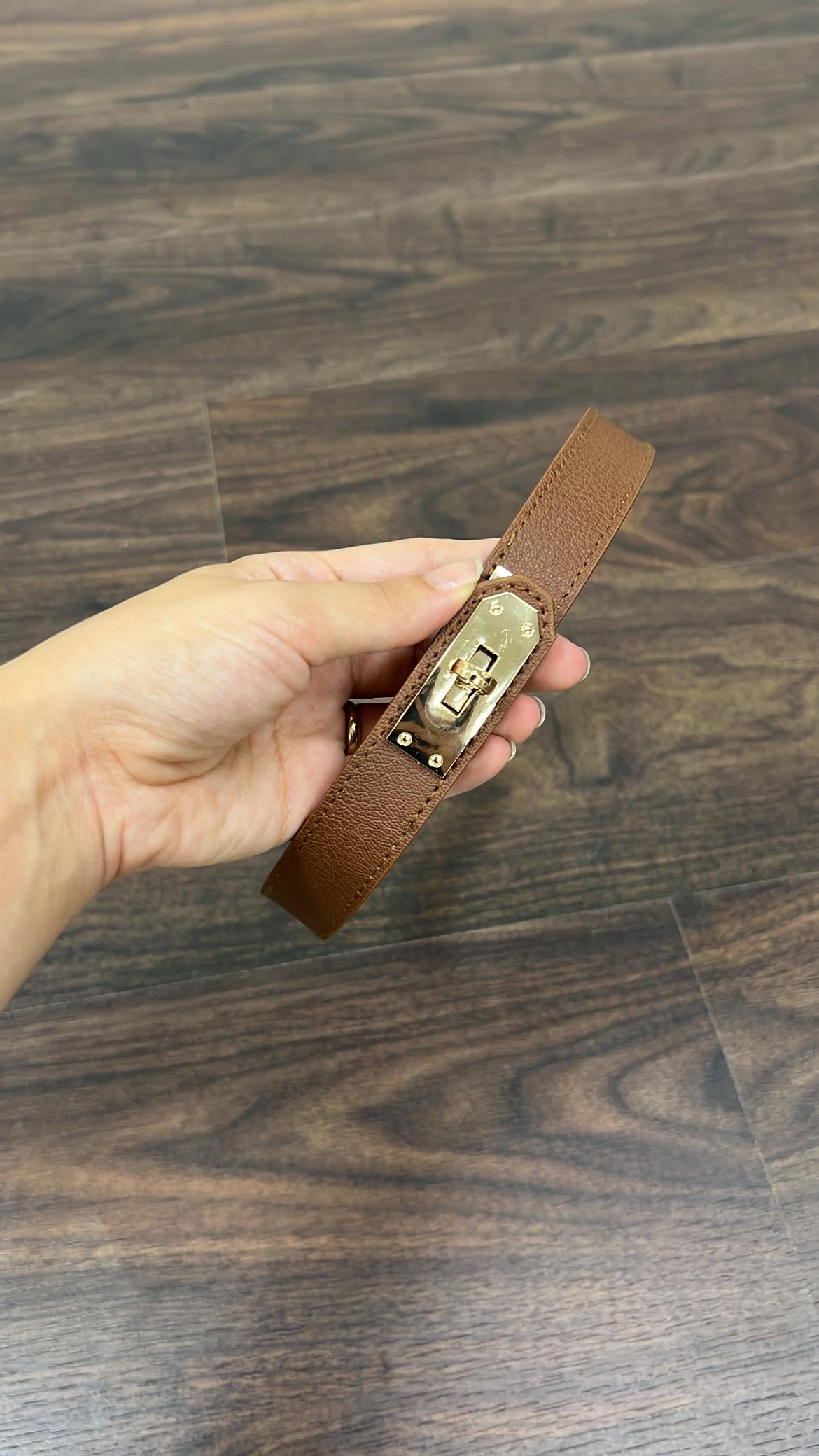 Kahve Kelly Model Tokalı Kemer