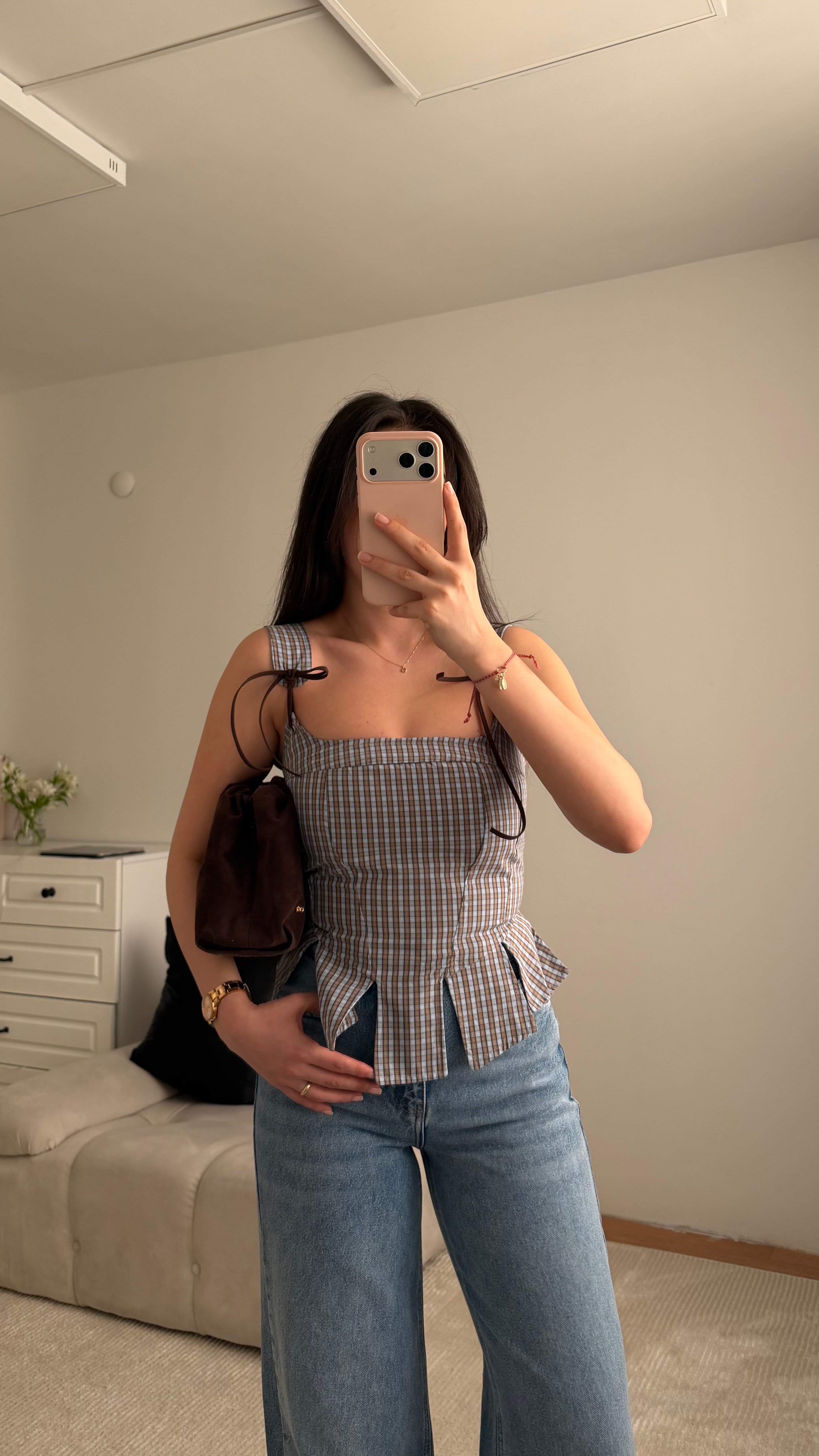 Kahve Mavi  Peplum Potikare Korse