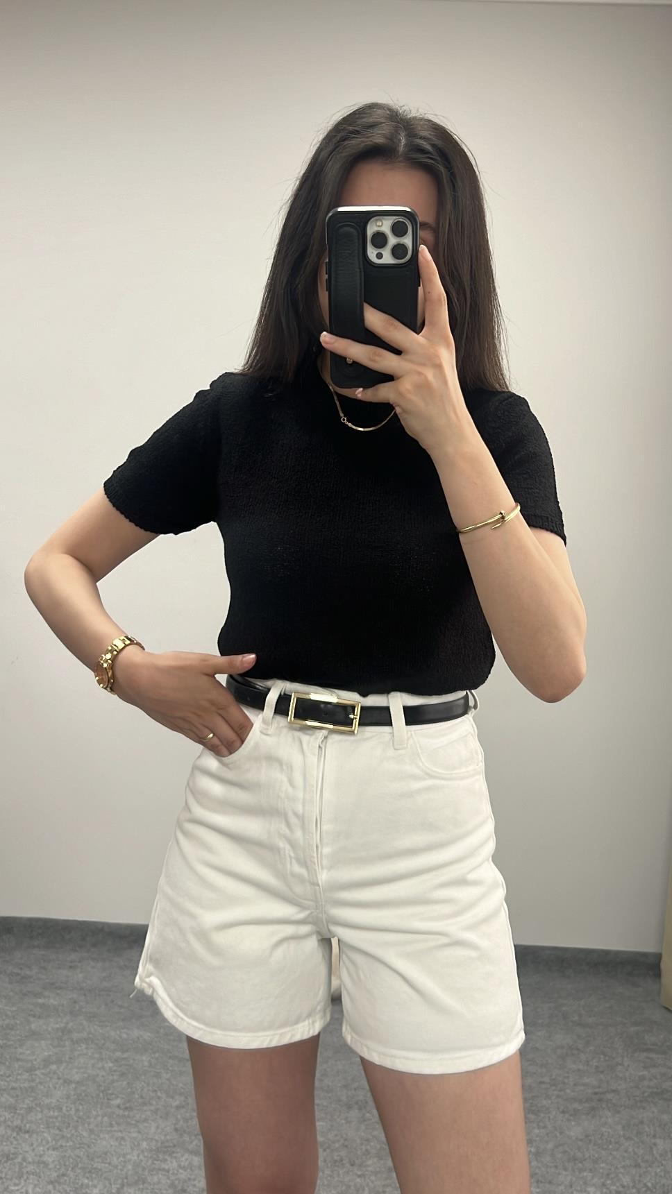 Kio Siyah İnce Triko Basıc