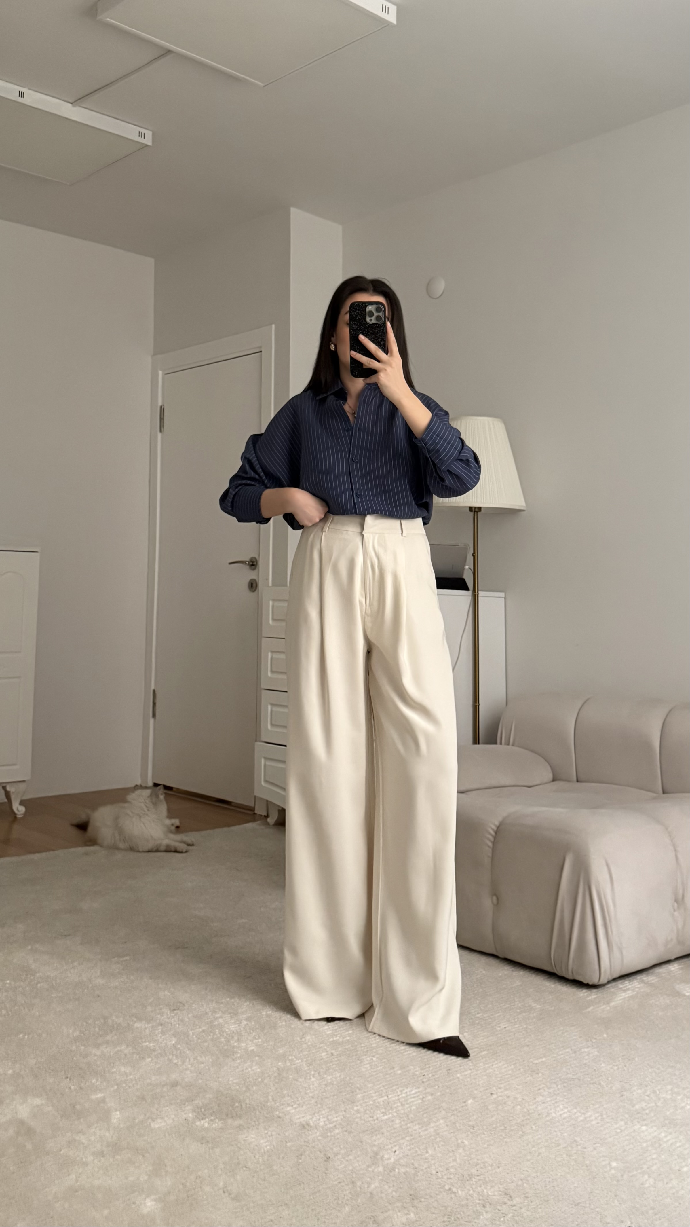 Krem Palazzo Pantolon