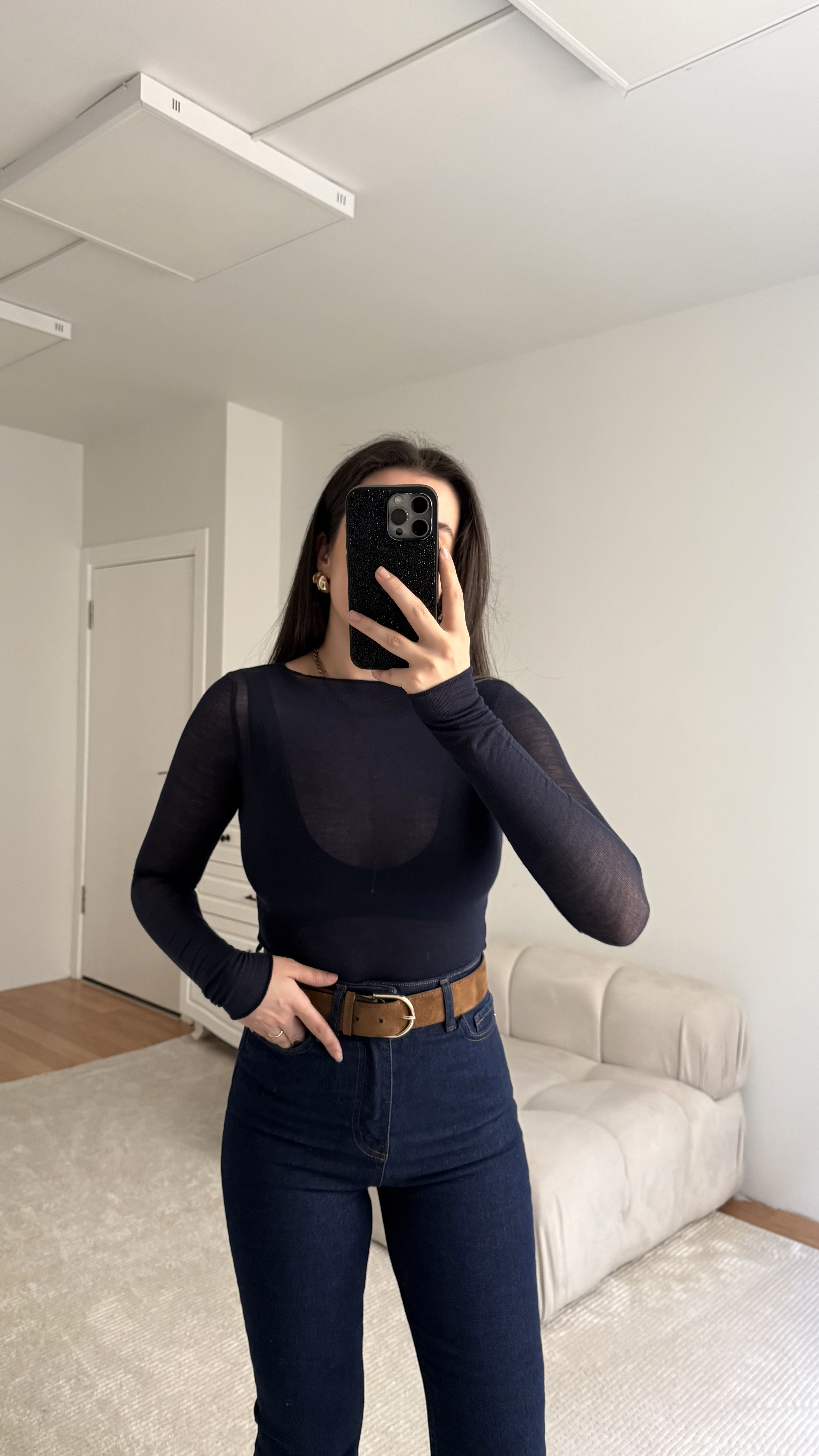 Laci Kaşmir Kayık Yaka Transparan Bluz