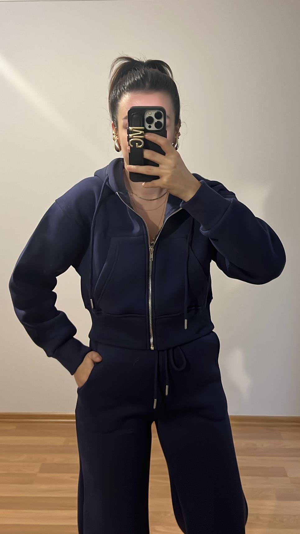 LACİ ÜÇ İPLİK ŞARDONLU CROP HIRKA