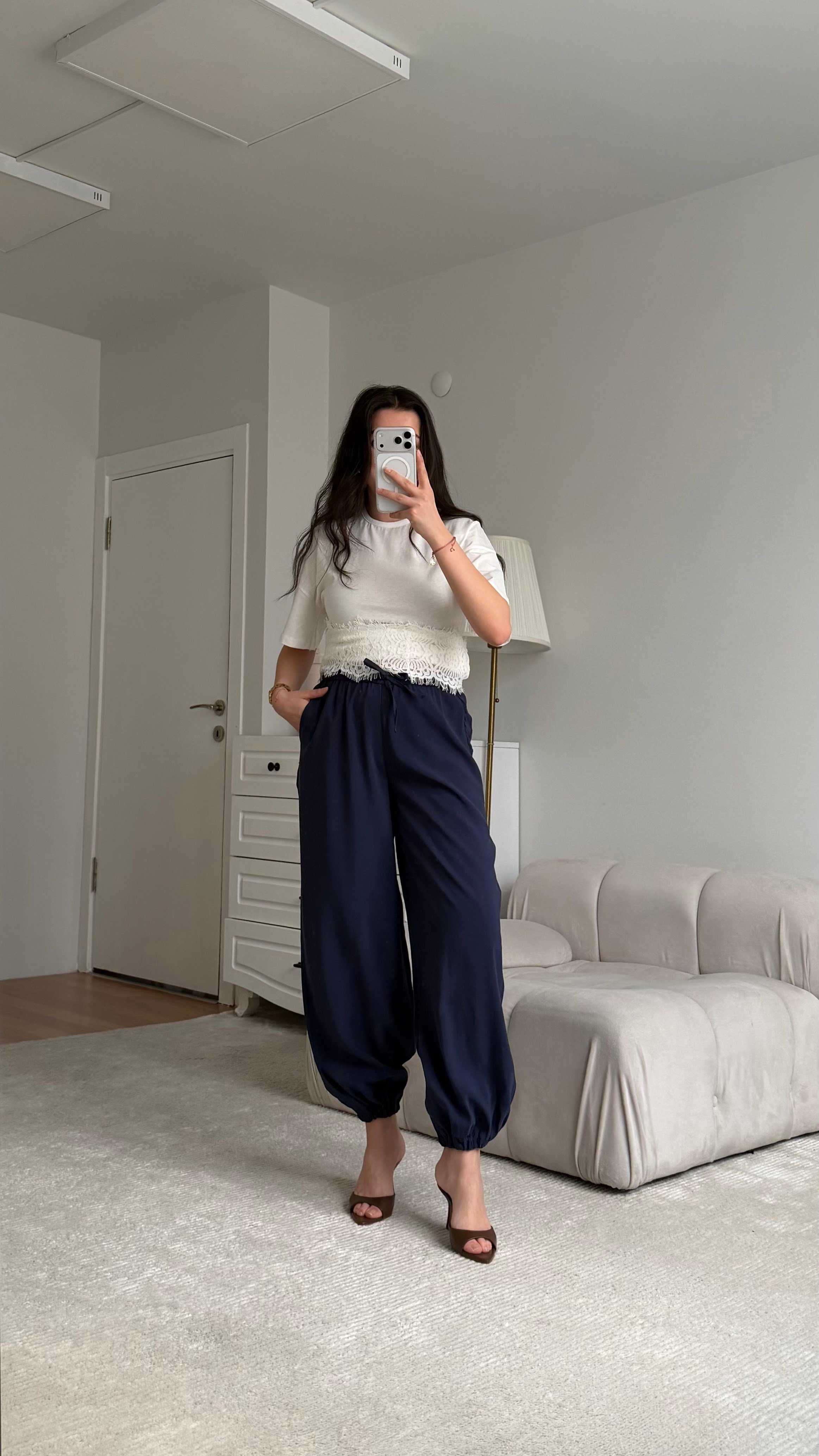 Lacivert Tensel Jogger Pantolon