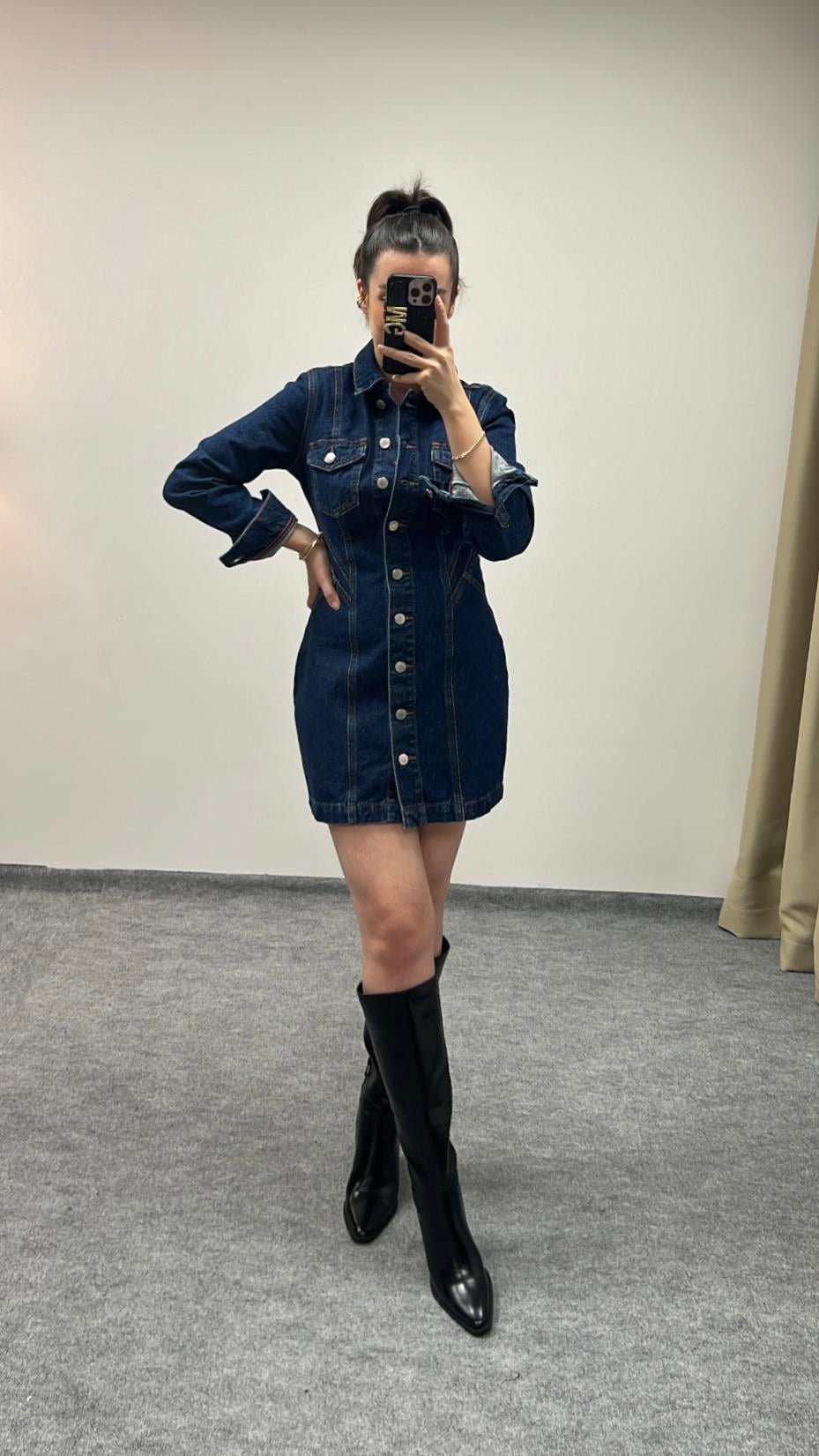 LANDİ LACİ DENİM ELBİSE