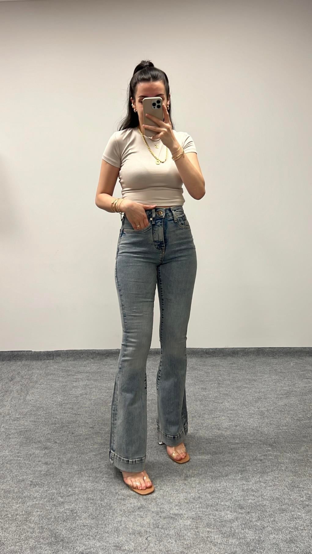 LANDİ MAVİ DOUBLE PAÇA FLARE JEAN