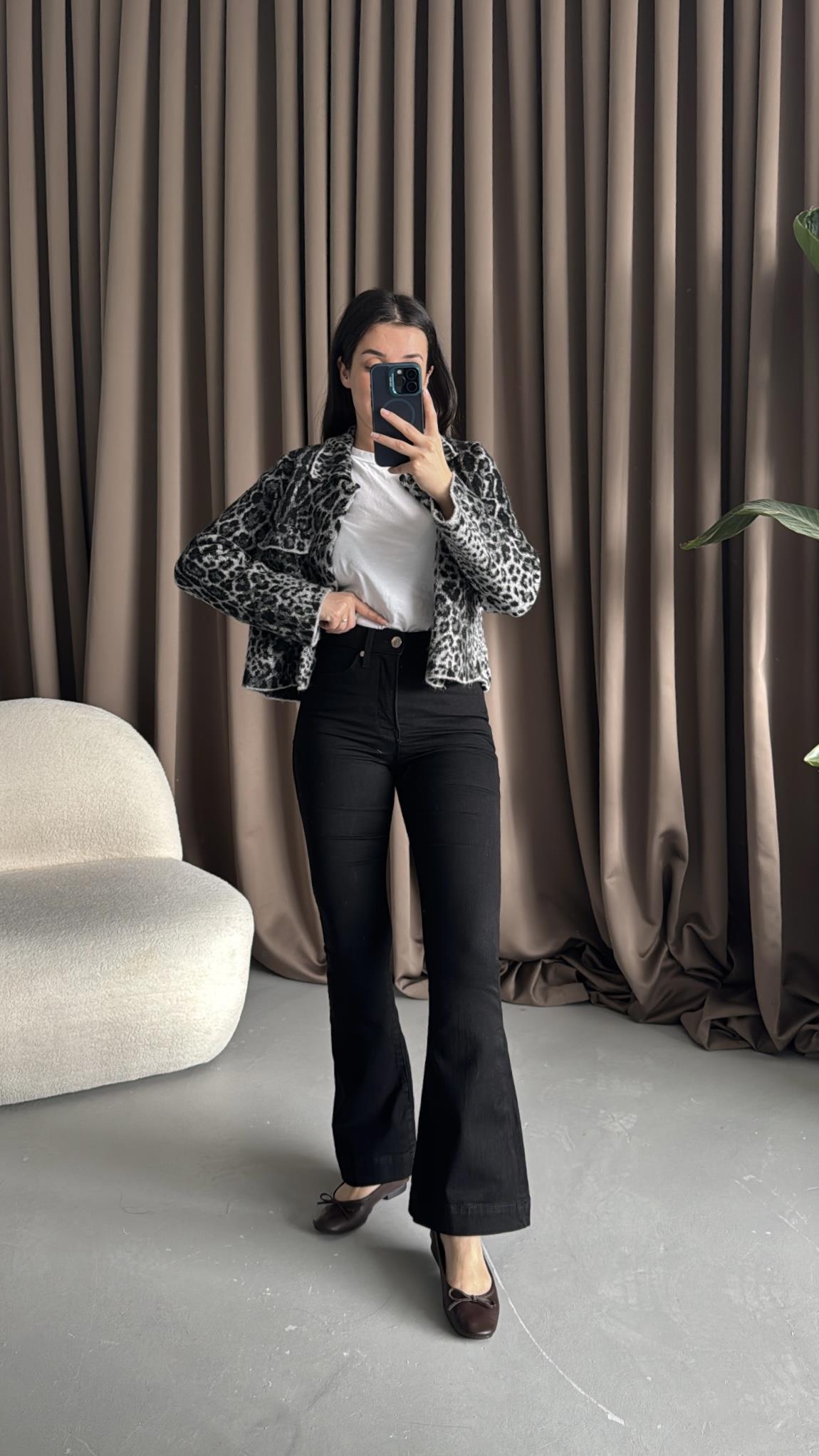 Landi Siyah Double Paça Flare Jean