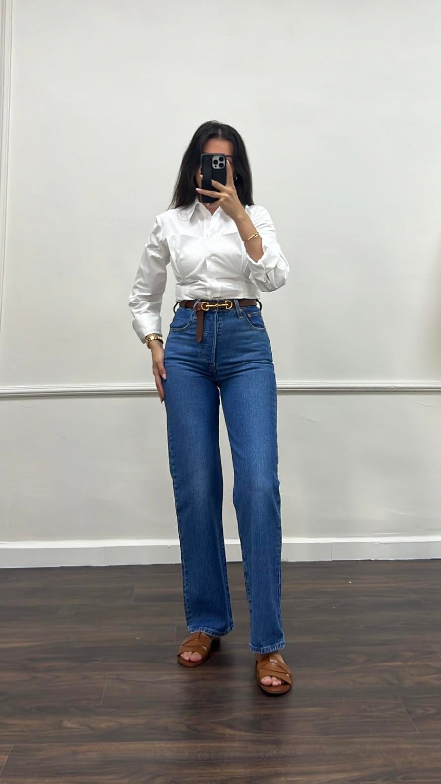 Lavli Koyu Mavi Denim Straight Fit Jean