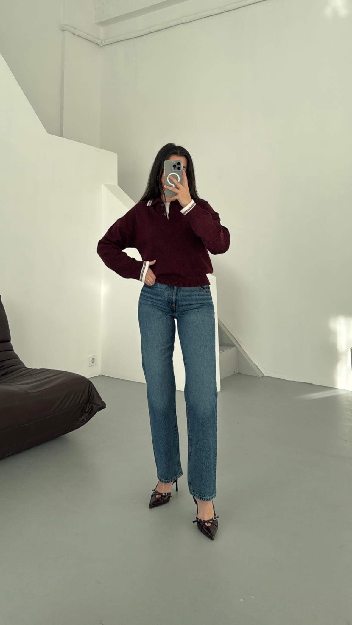 Lavli Koyu Mavi Orta Bel Straight Jean