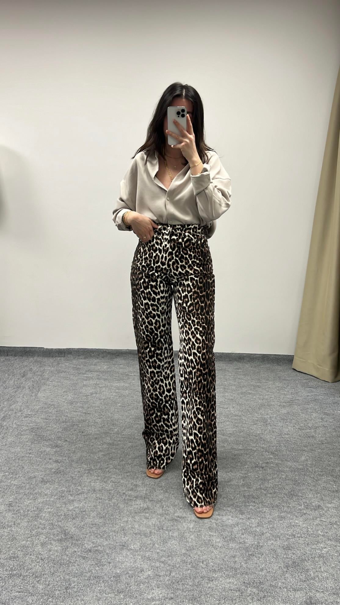 LEOPAR WIDE LEG LAZER KESİM JEAN