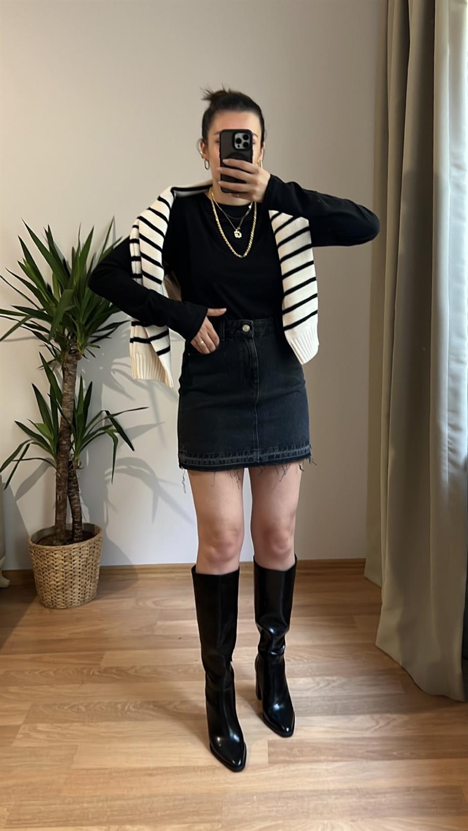 LİNY ANTRASİT DENİM ETEK