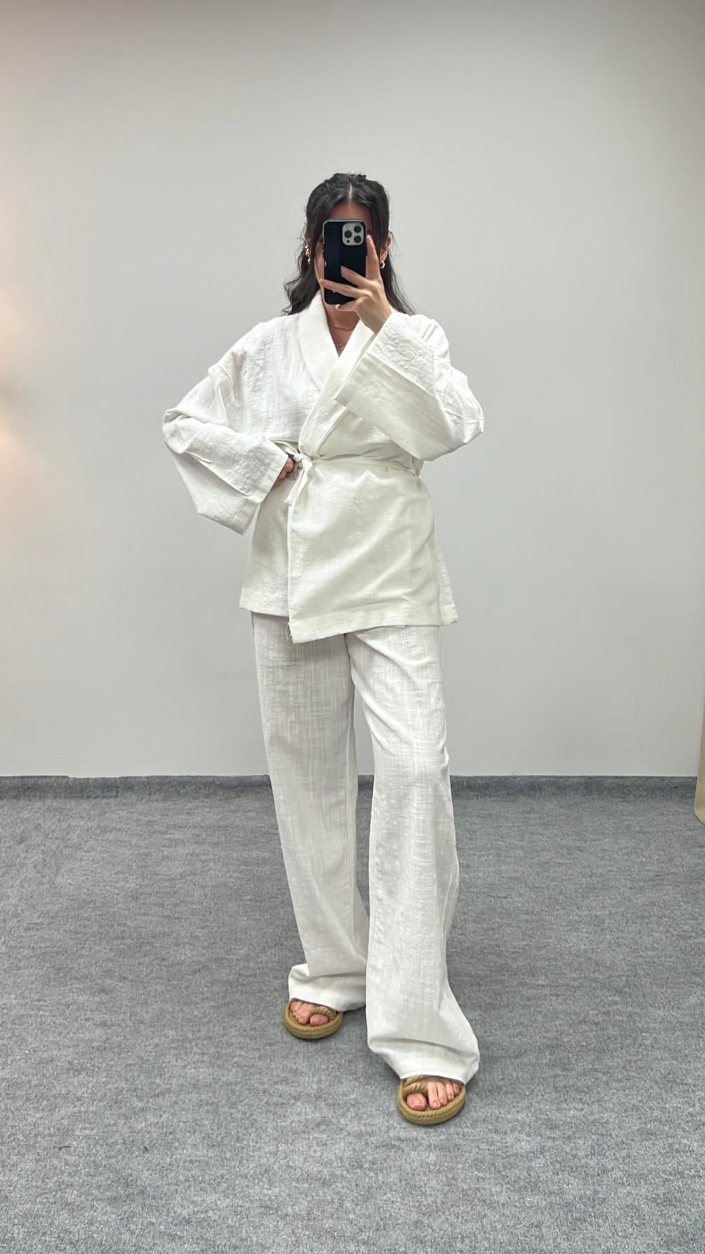 LİO KETEN KİMONO/STRAIGHT FIT TAKIM