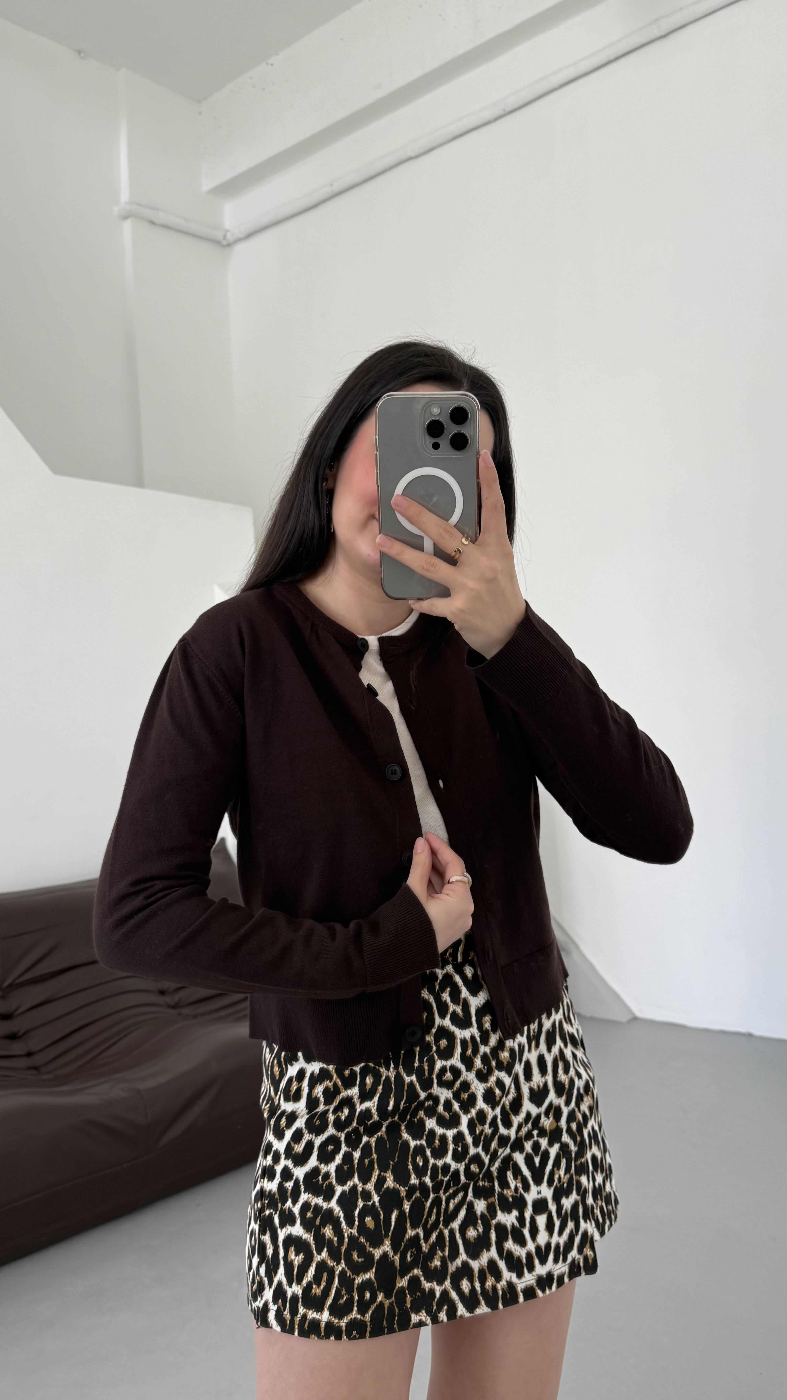 Mad Acı Kahve Dokulu Basıc Triko Hırka