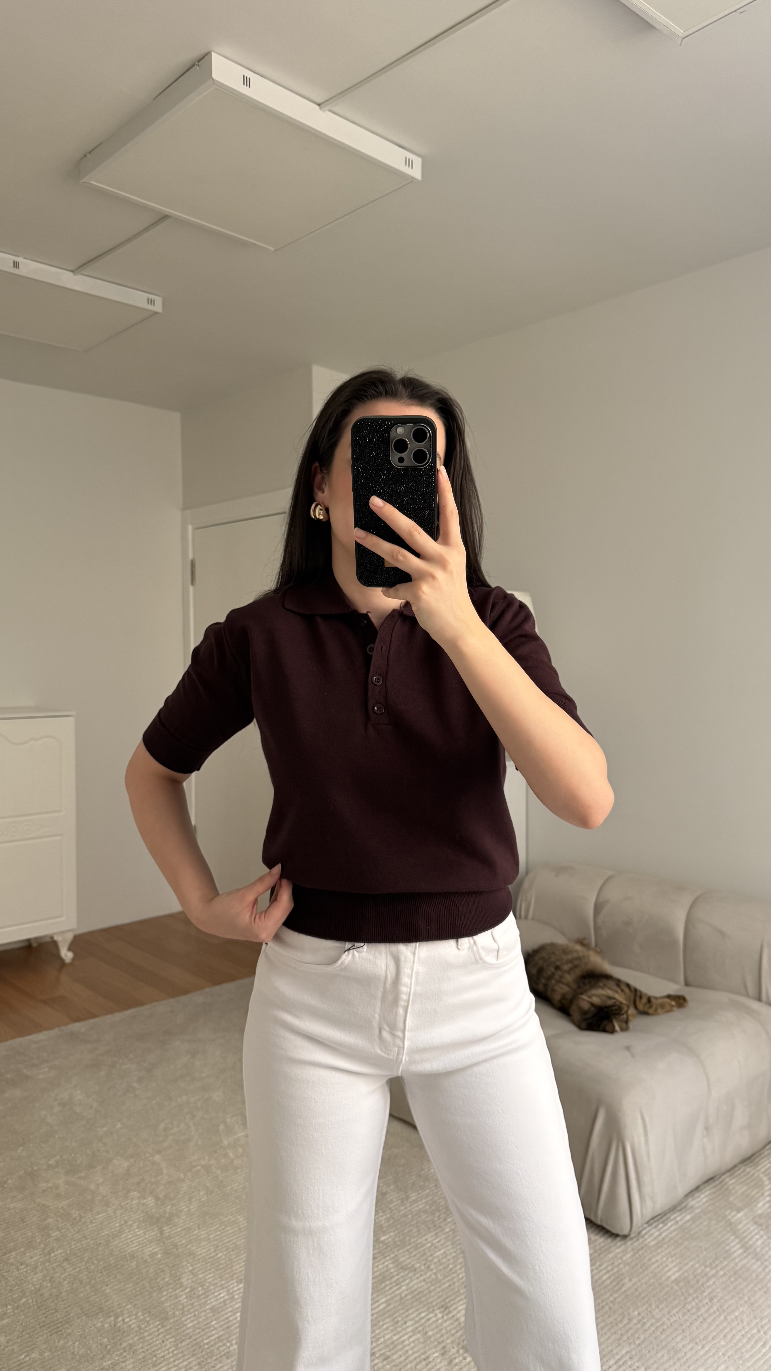 Mad Acı Kahve Polo Yaka Düğmeli Kısa Kol Triko