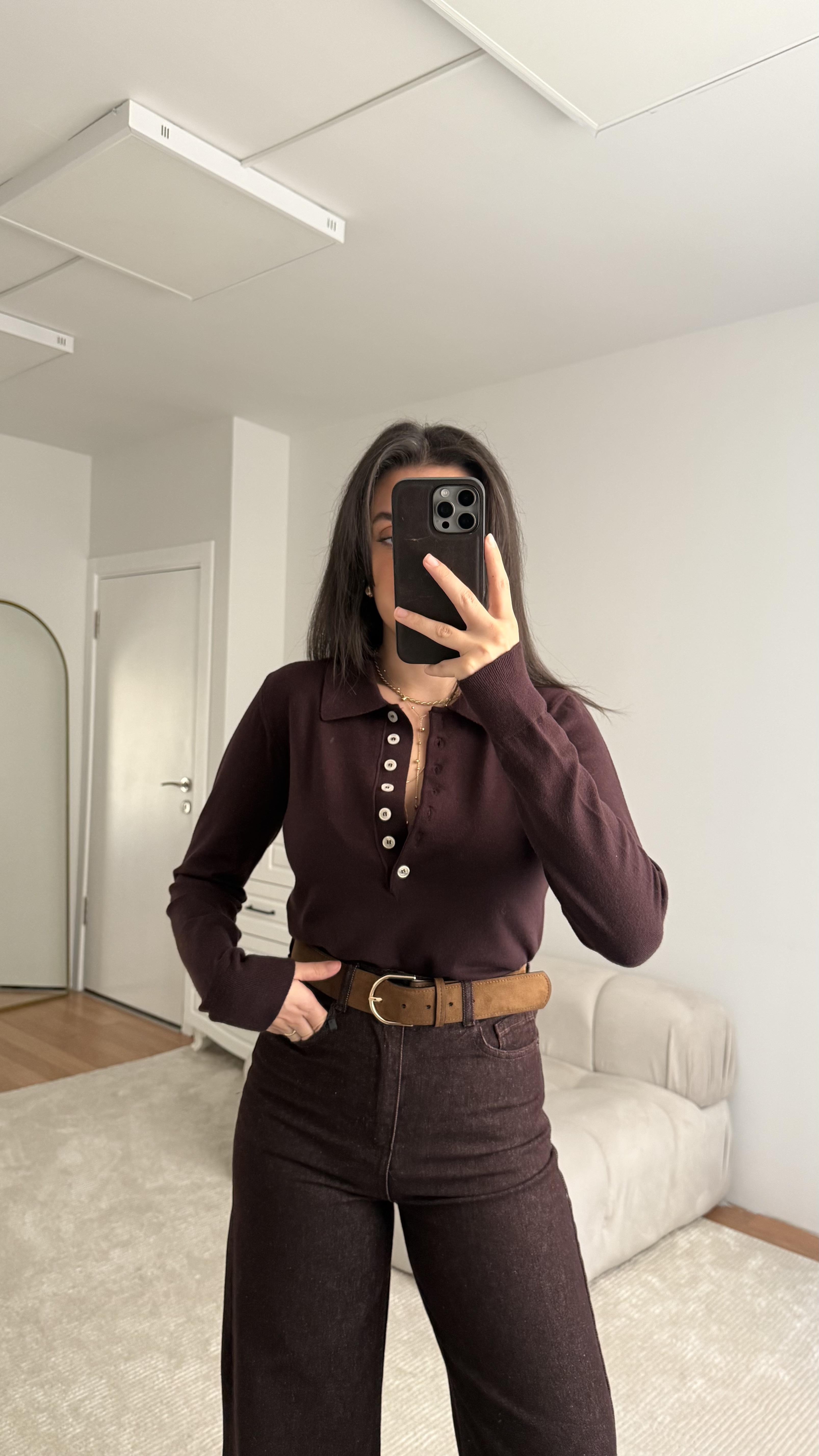 Mad Acı Kahve Polo Yaka Düğmeli Premıum Triko