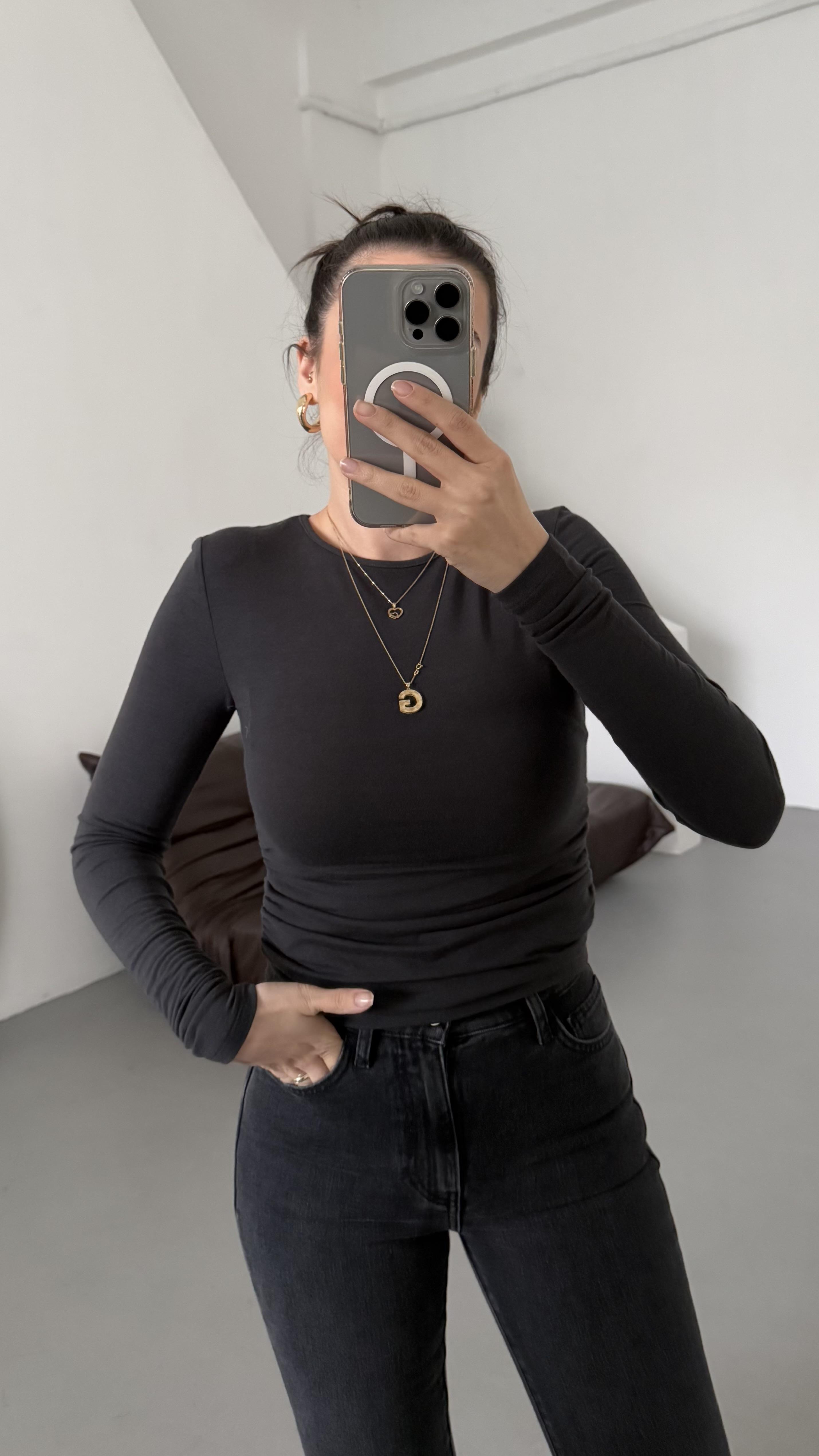 Mad Antrasit Kaşmir Karışımlı Drapeli Bluz