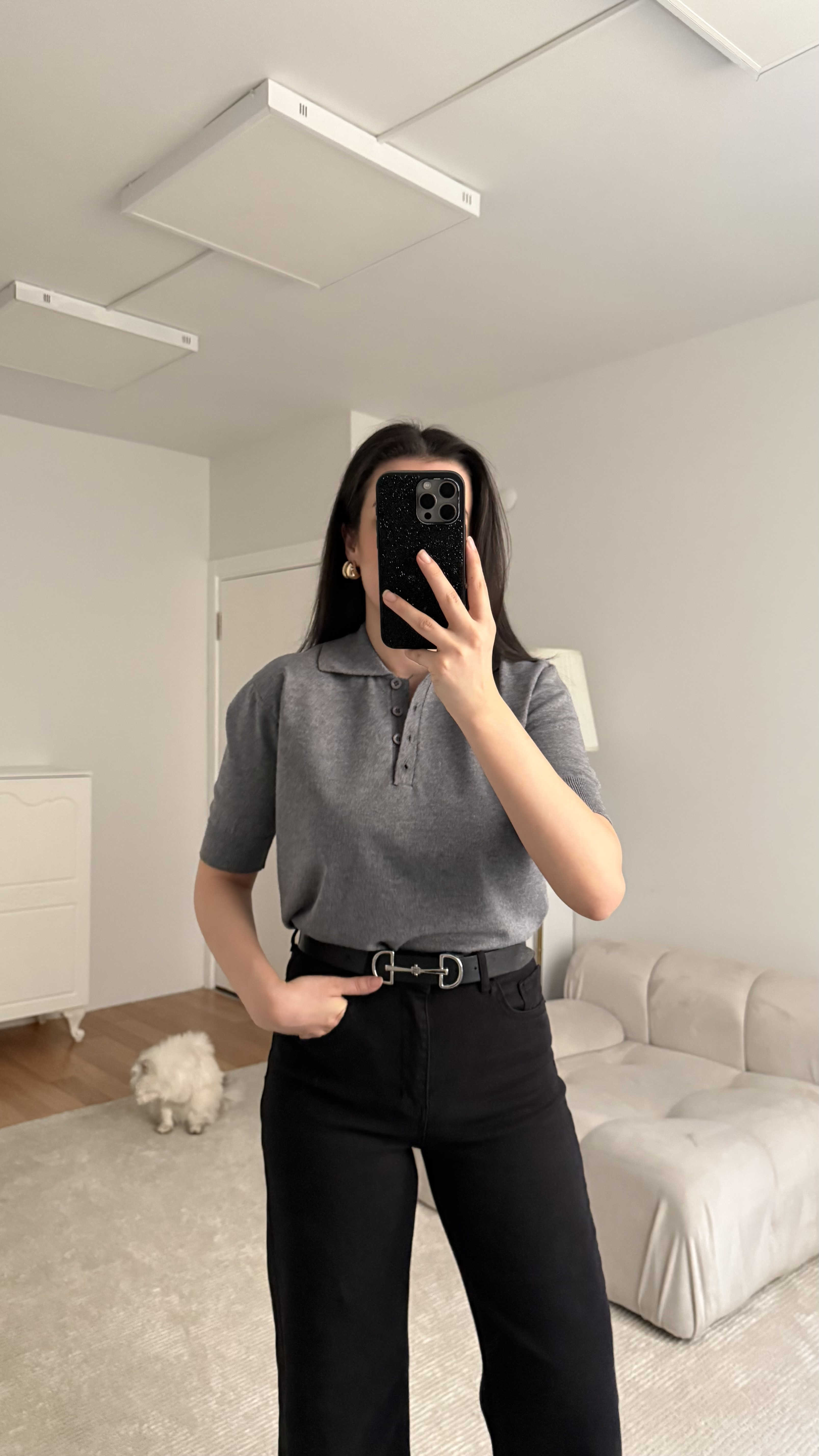 Mad Antrasit Polo Yaka Düğmeli Kısa Kol Triko