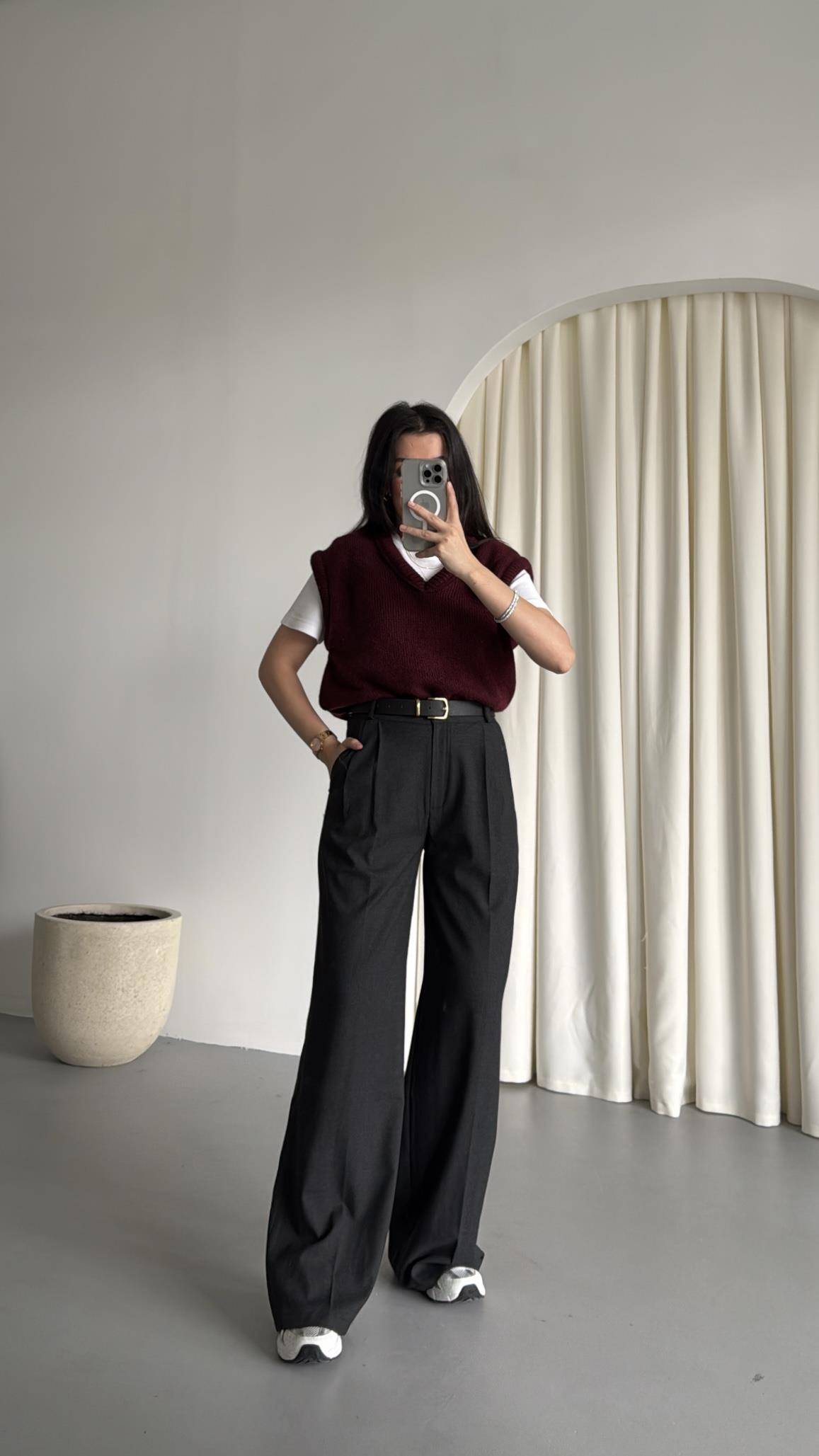 Mad Antrasit Wide Leg Kumaş Pantolon