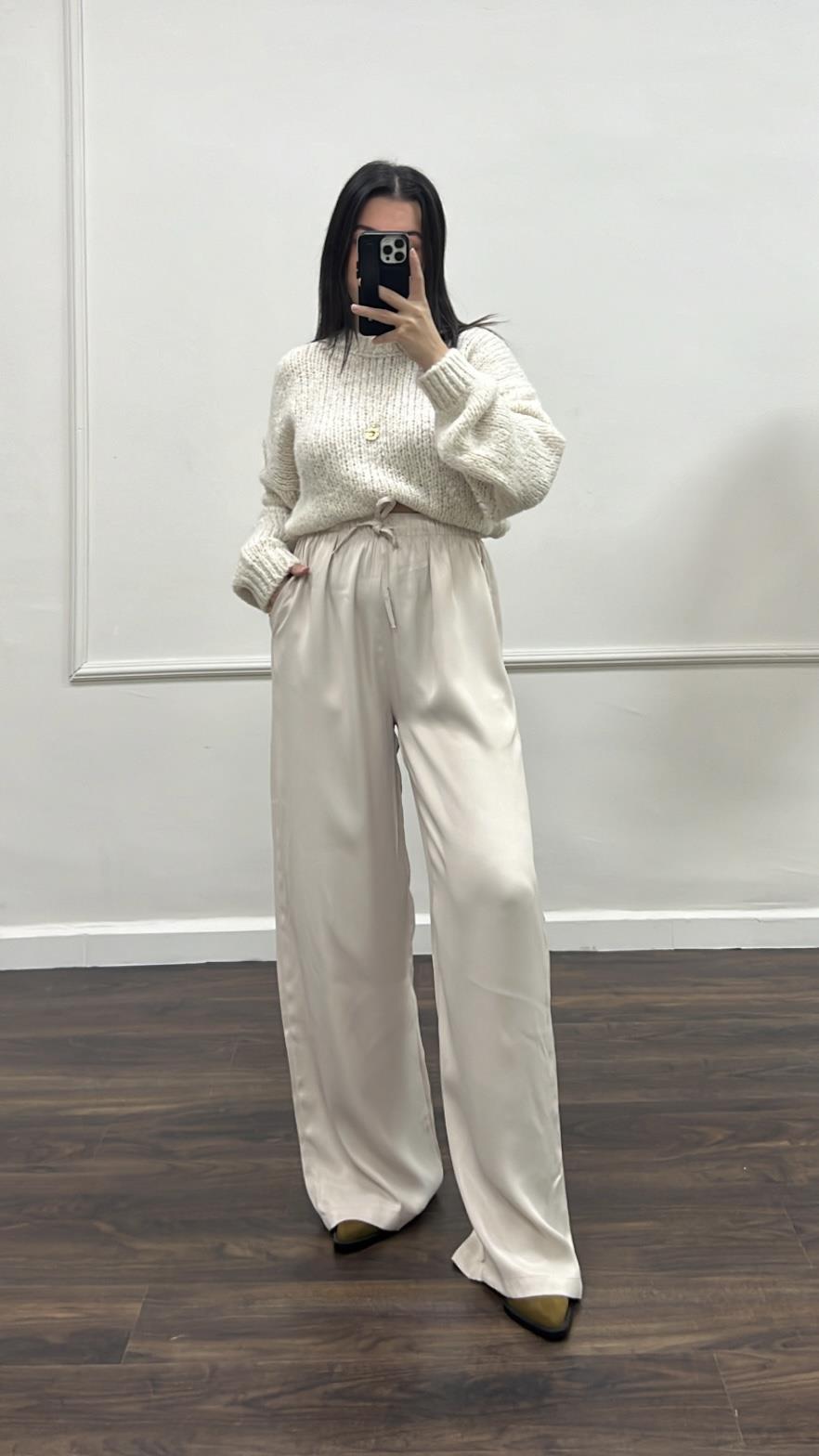 Mad Bej Saten Pantolon