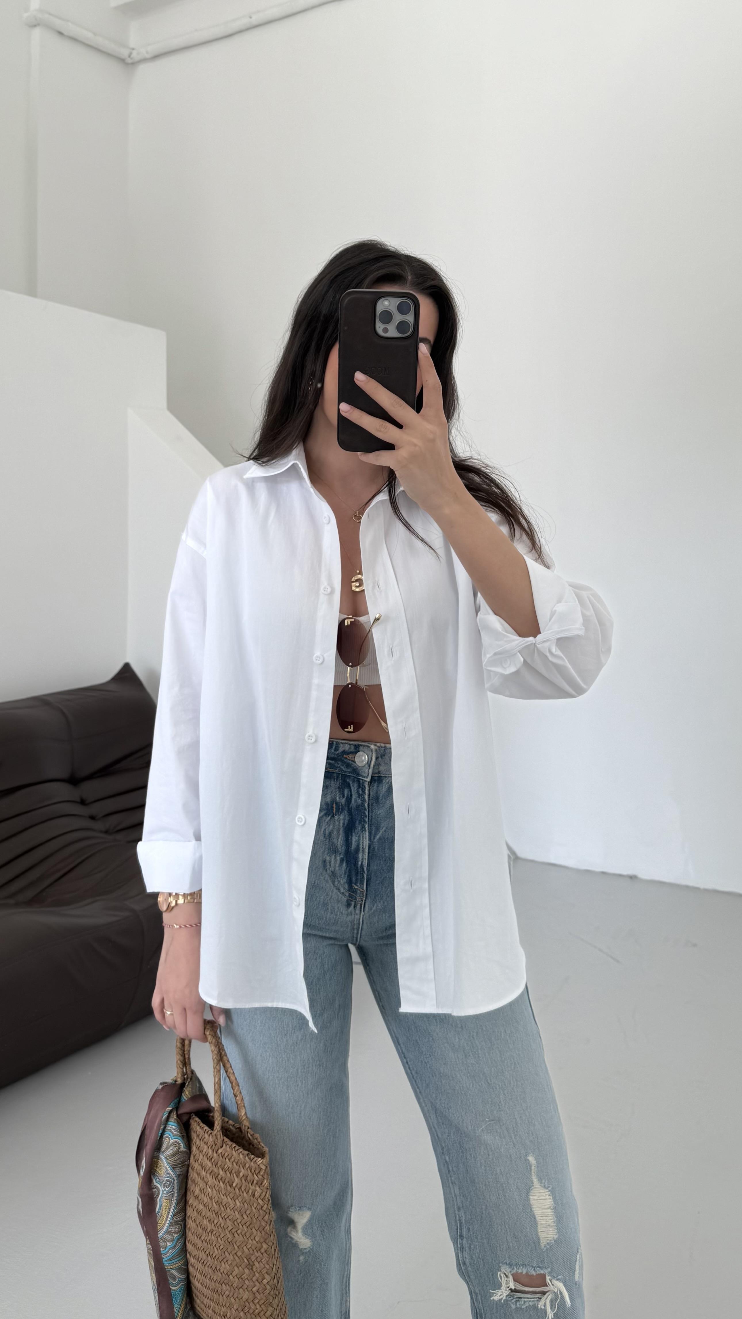 Mad Beyaz Basıc Poplin Gömlek