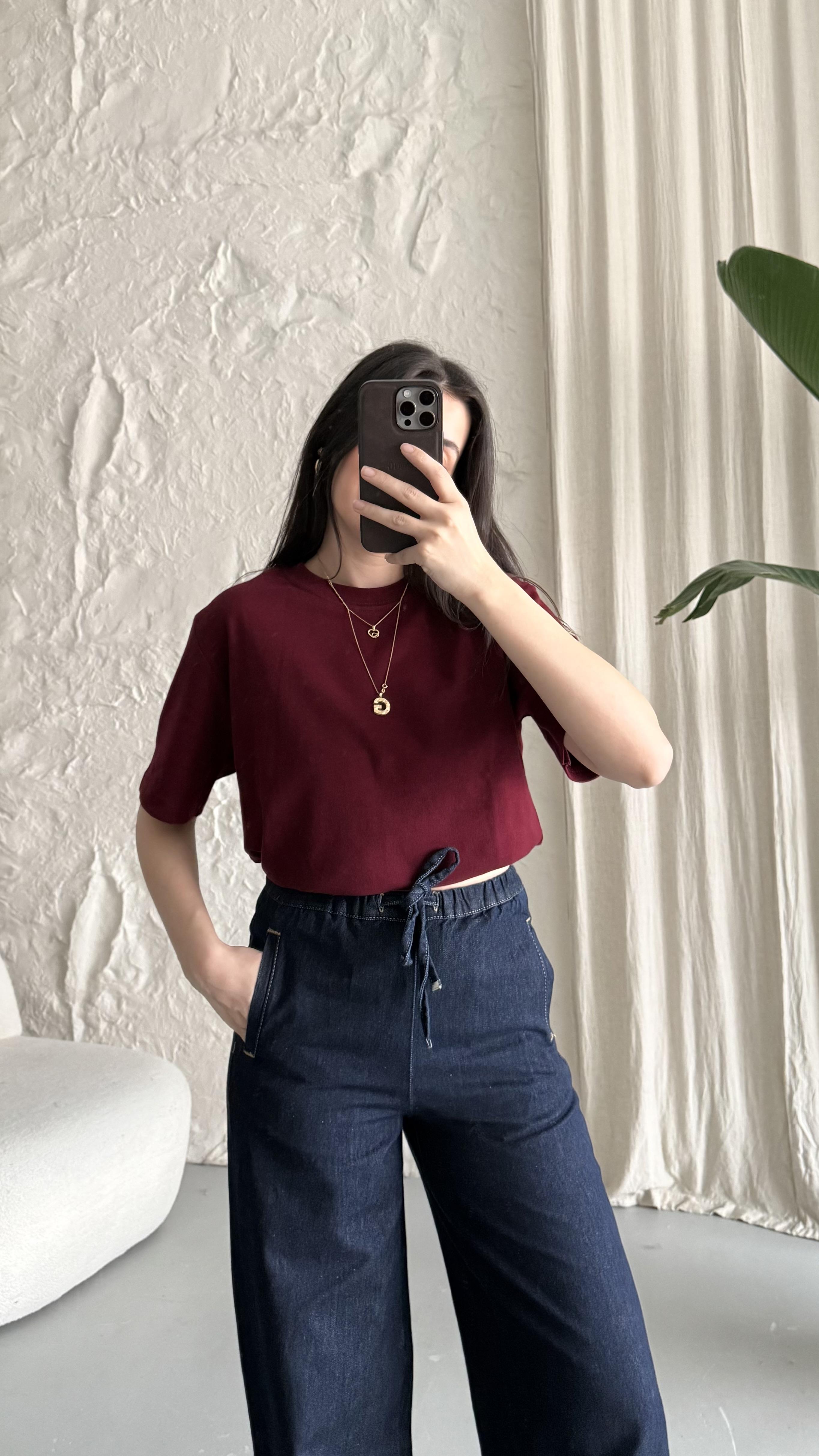 Mad Bordo Basıc Tişört