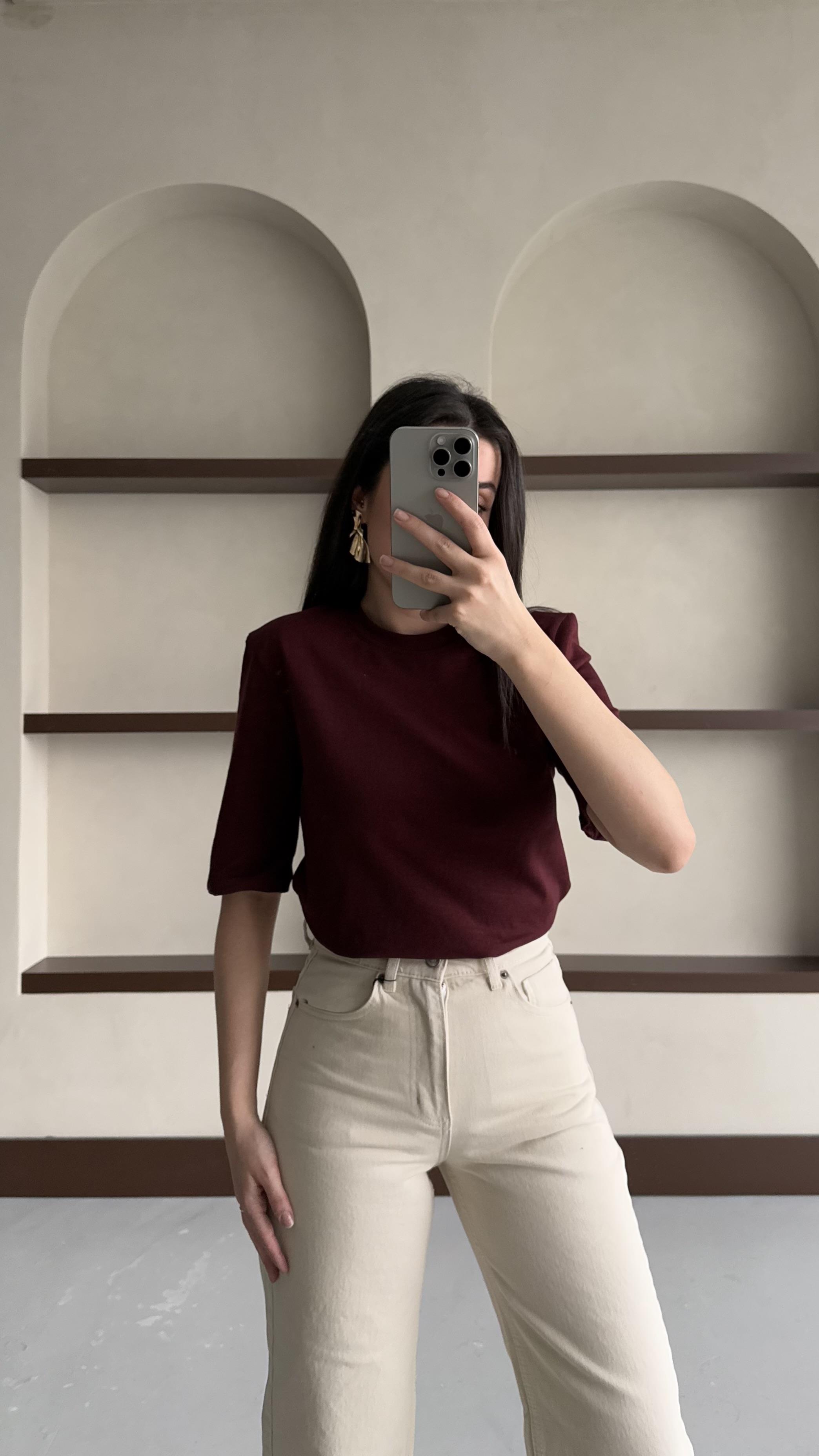 Mad Bordo Vatkalı Basıc Tişört