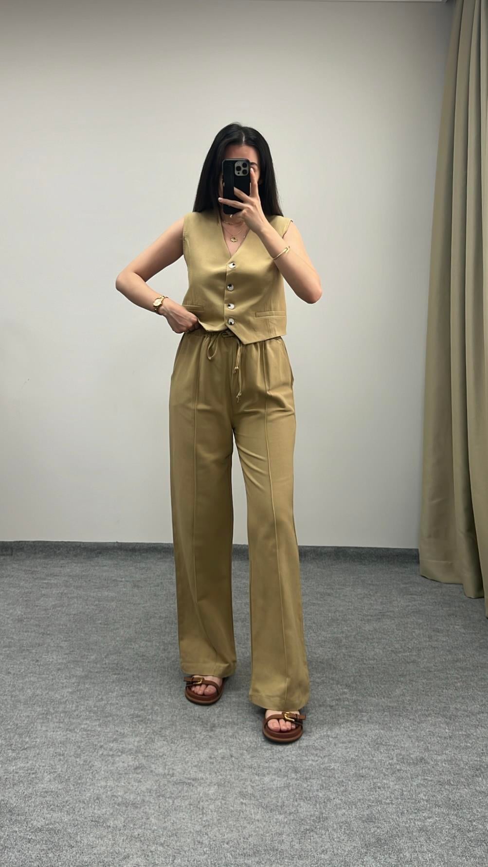 Mad Camel Ham Keten Premıum Yelekli Takım