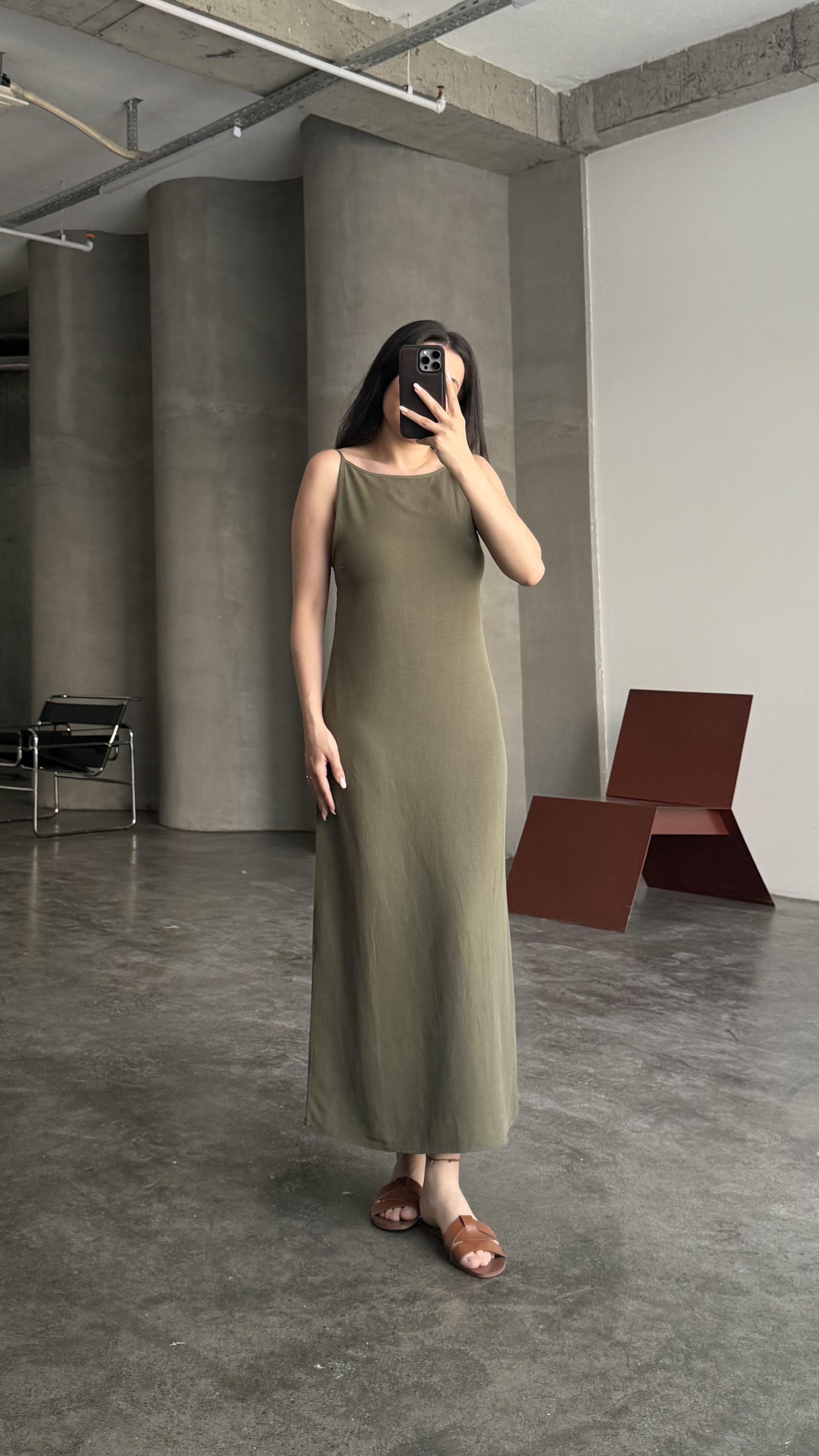 Mad Haki Ham Keten Midi Boy Elbise