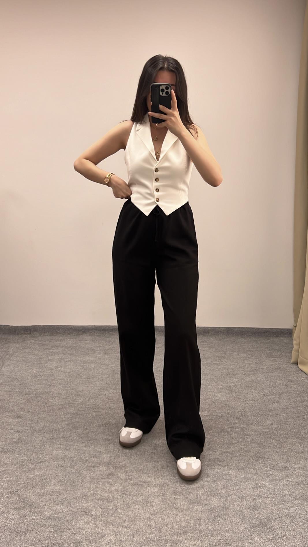 Mad Ham Keten Siyah Straıght Pantolon