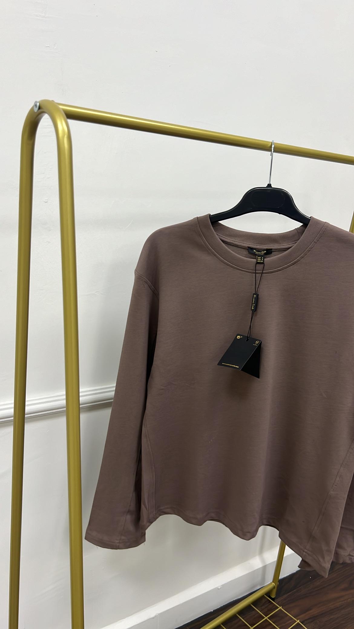 Mad Kahve Dikiş Detay Uzun Kollu Basıc Tişört