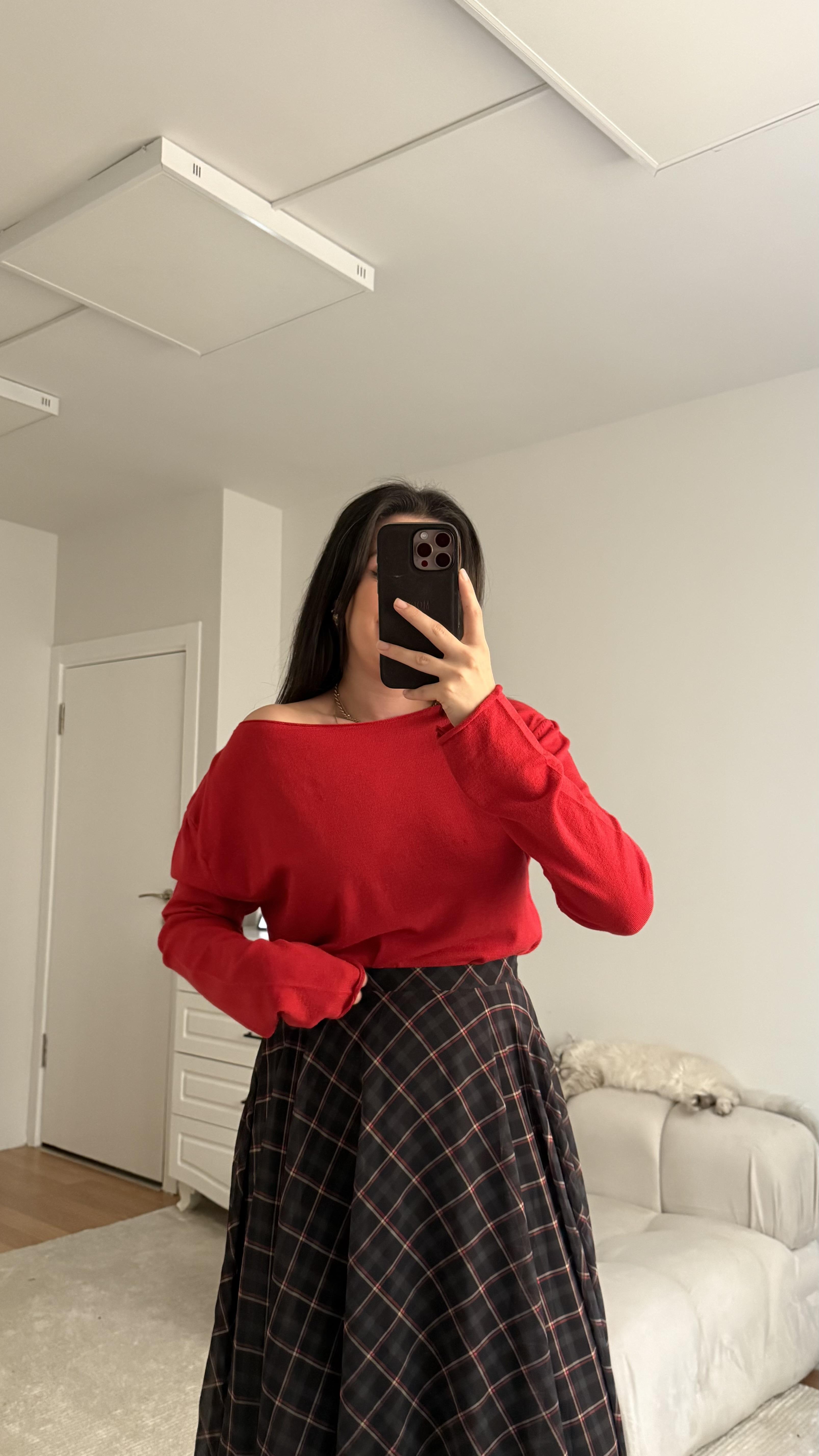 Mad Kırmızı Kayık Yaka Kazak