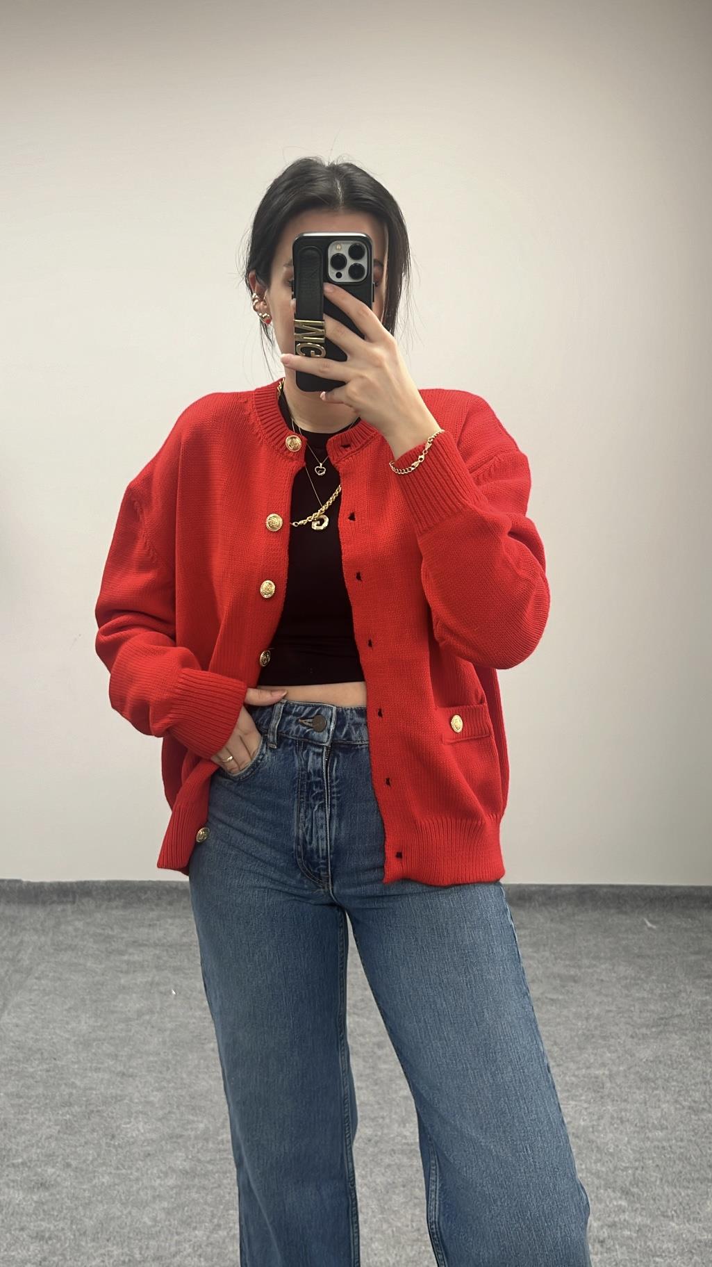 MAD KIRMIZI ÖRME HIRKA/CEKET